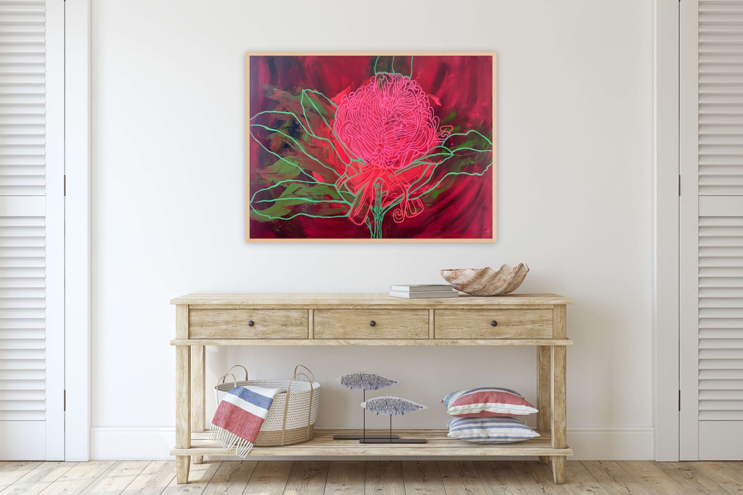 SPLASH: Pink Waratah  (UNFRAMED) | WAS $1200, GET FOR $360 USING CODE MOVING70