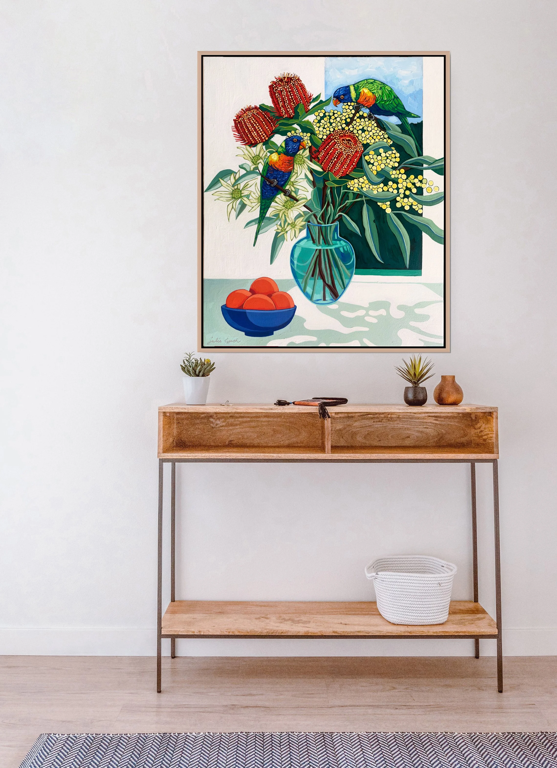 Julie Rainbow Lorikeets and Oranges hallway.jpg