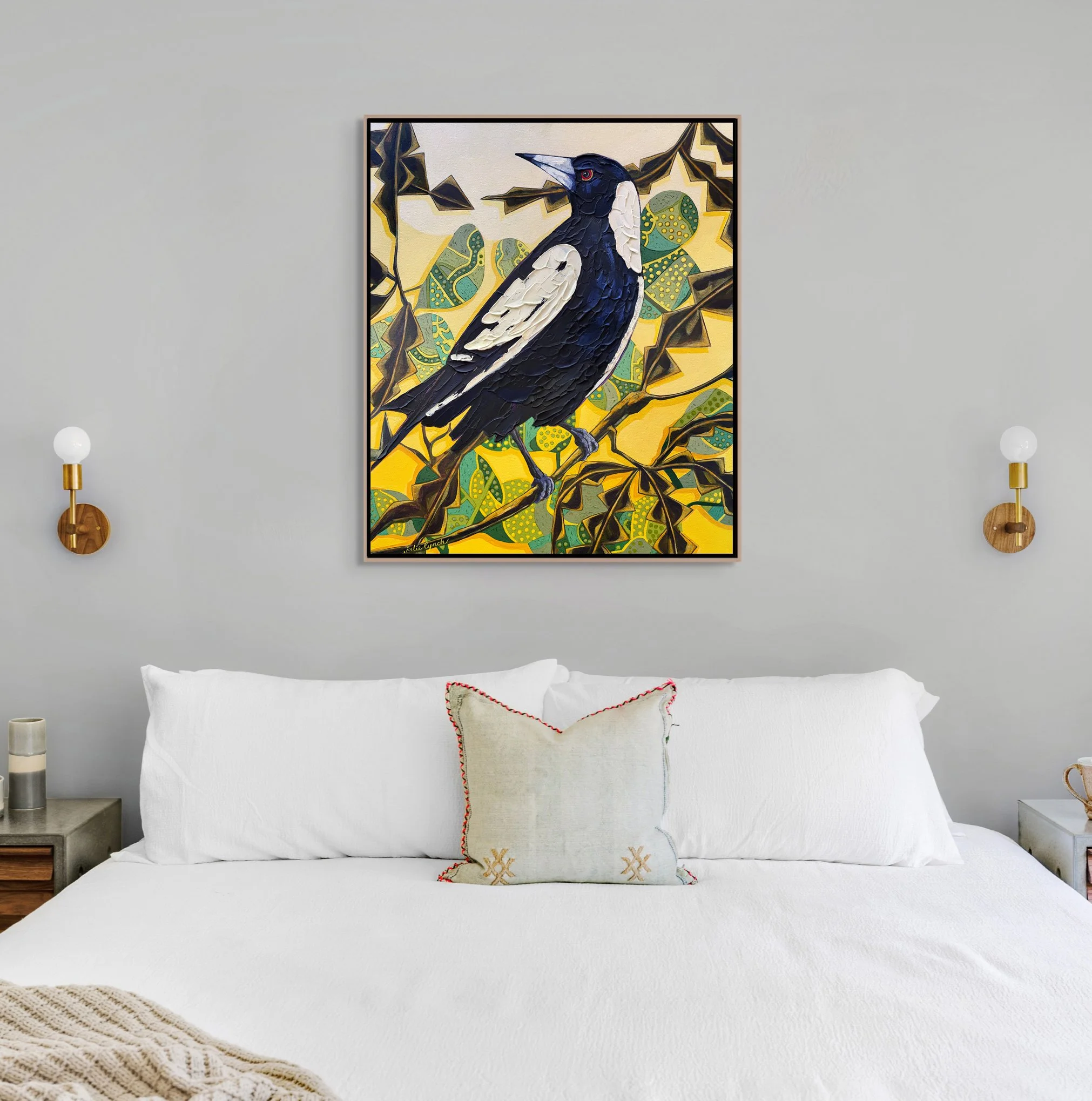 Julie Lynch_Magpie and Banksia Leaves_bed interior.jpg