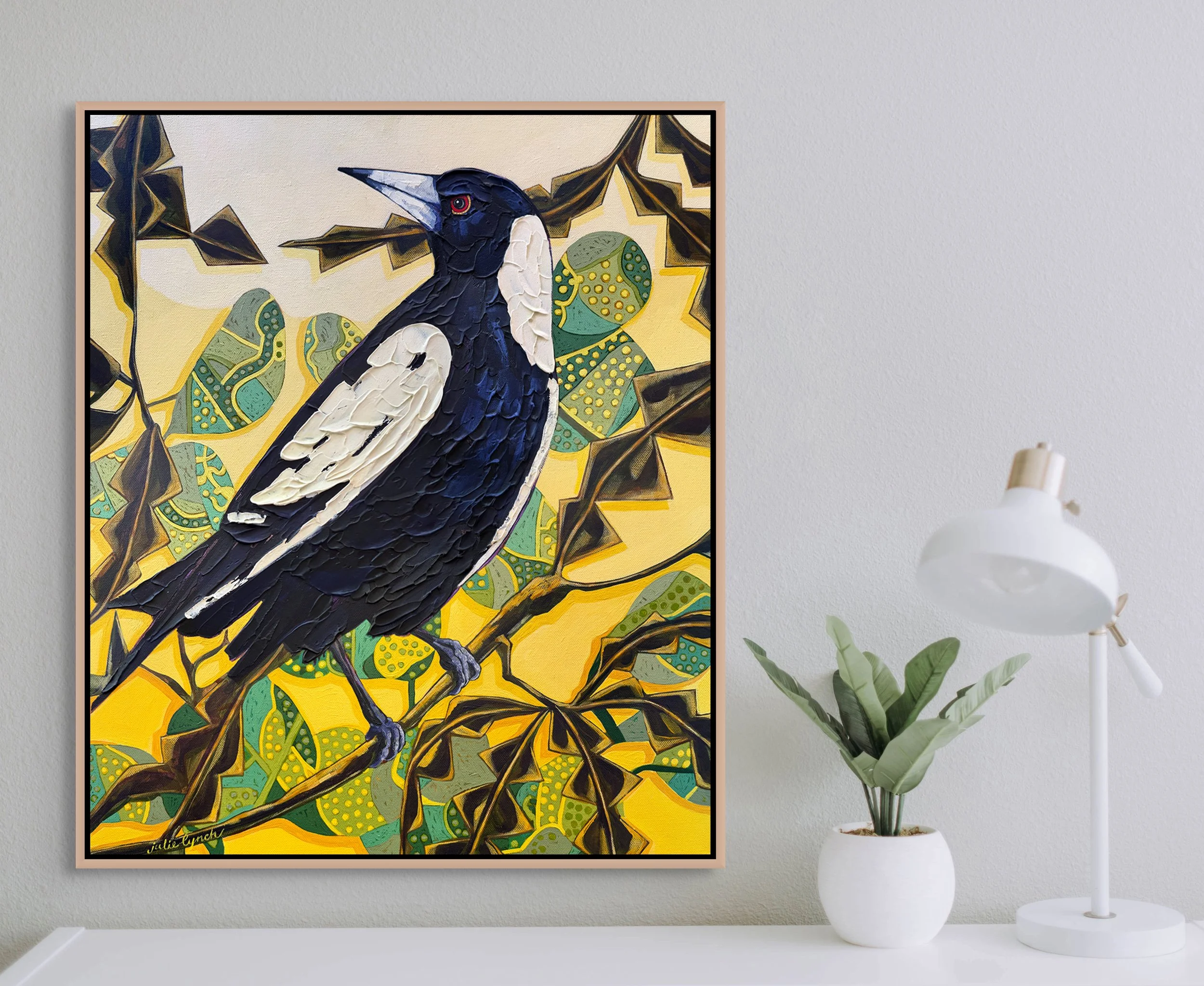 Julie Lynch_Magpie and Banksia Leaves_interior desk2.jpg
