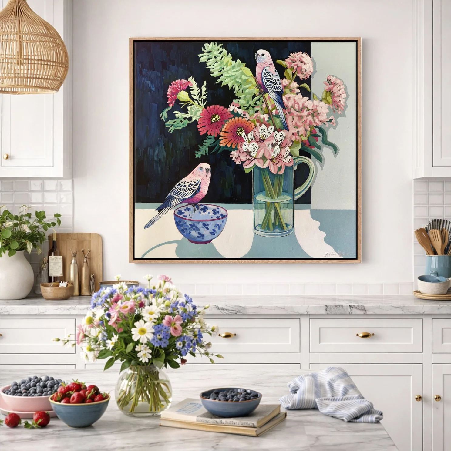 Pink Parrots_Framed print_80x80cm_kitchen.jpg