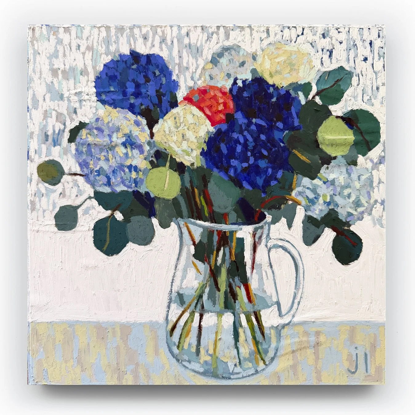 JulieLynch_Hydrangeas and Geraniums 2_30 x 30cm_oil pastels on paper on board_on white.jpg