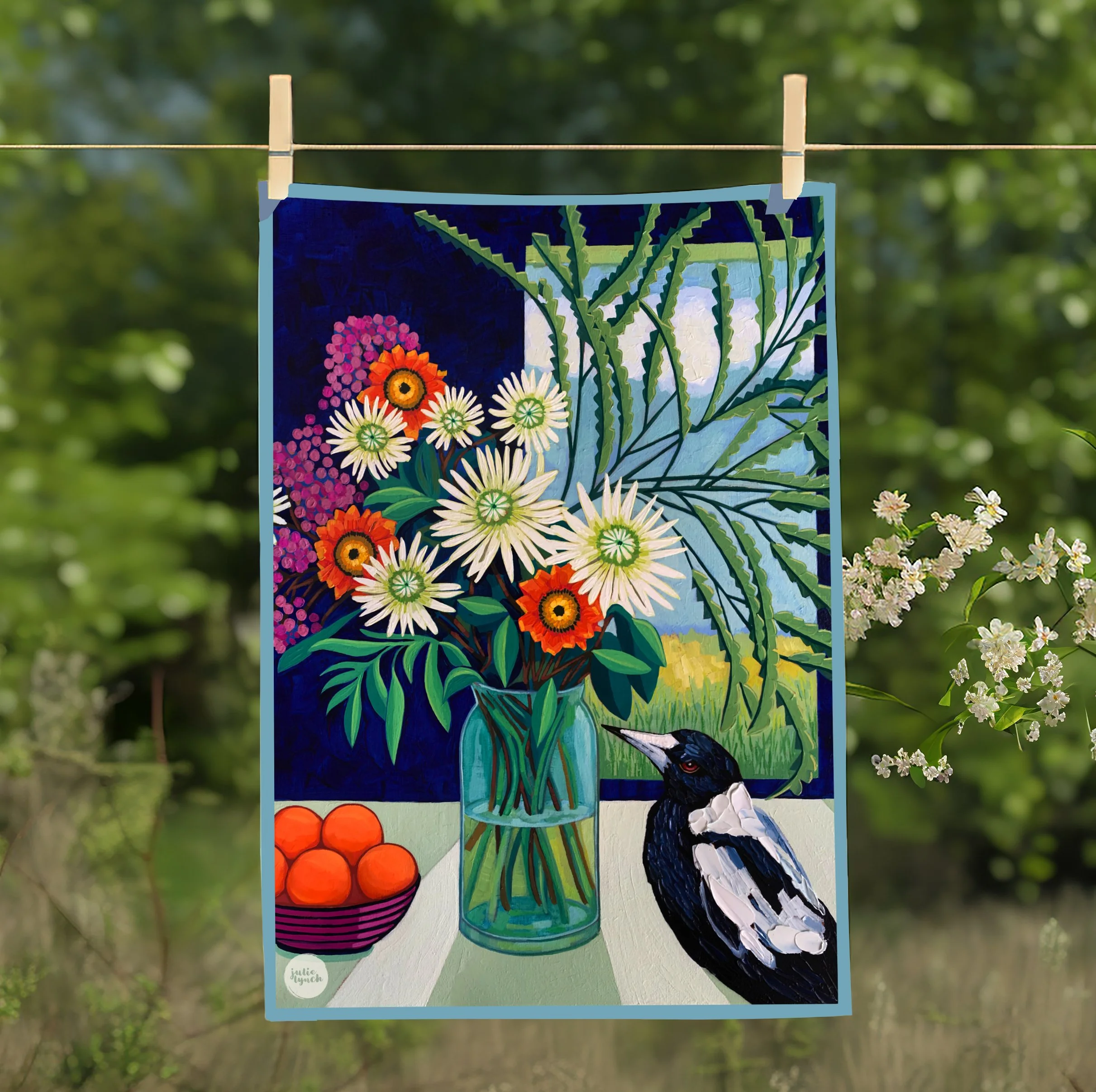 Magpie + Wildflowers Tea-Towel + FREE SHIPPING