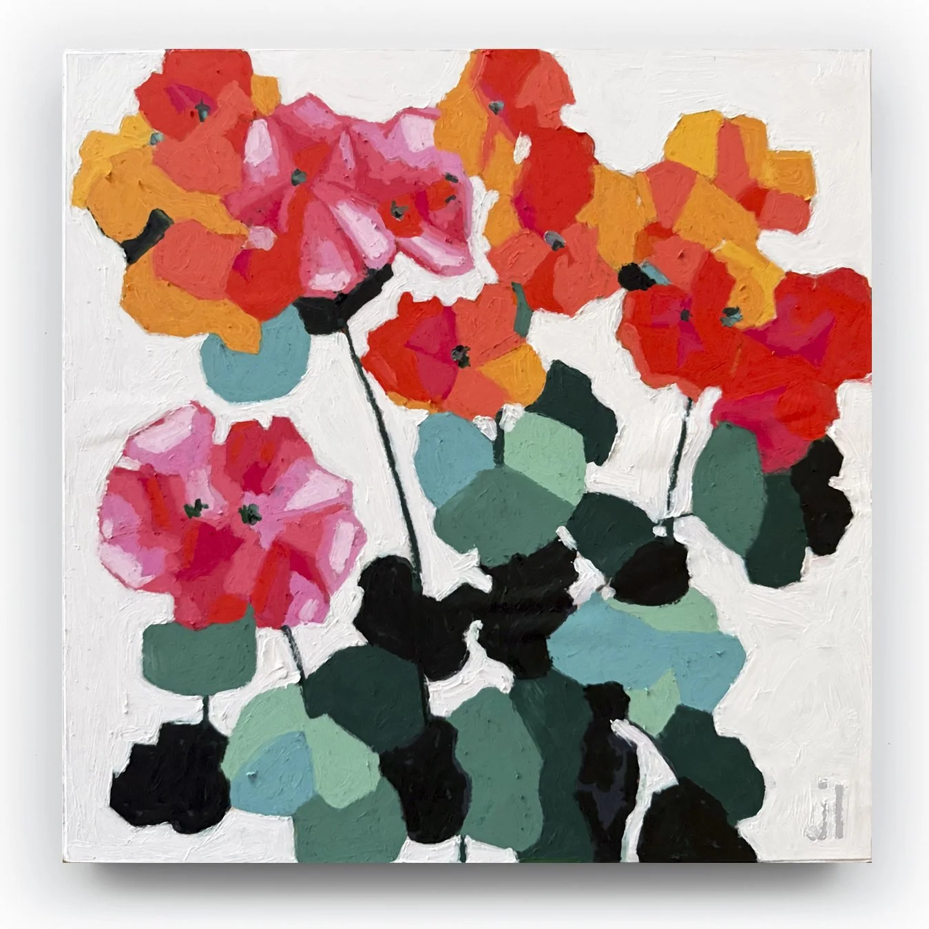 JulieLynch_Geraniums 2_30 x 30cm_oil pastels on paper on board_on white.jpg