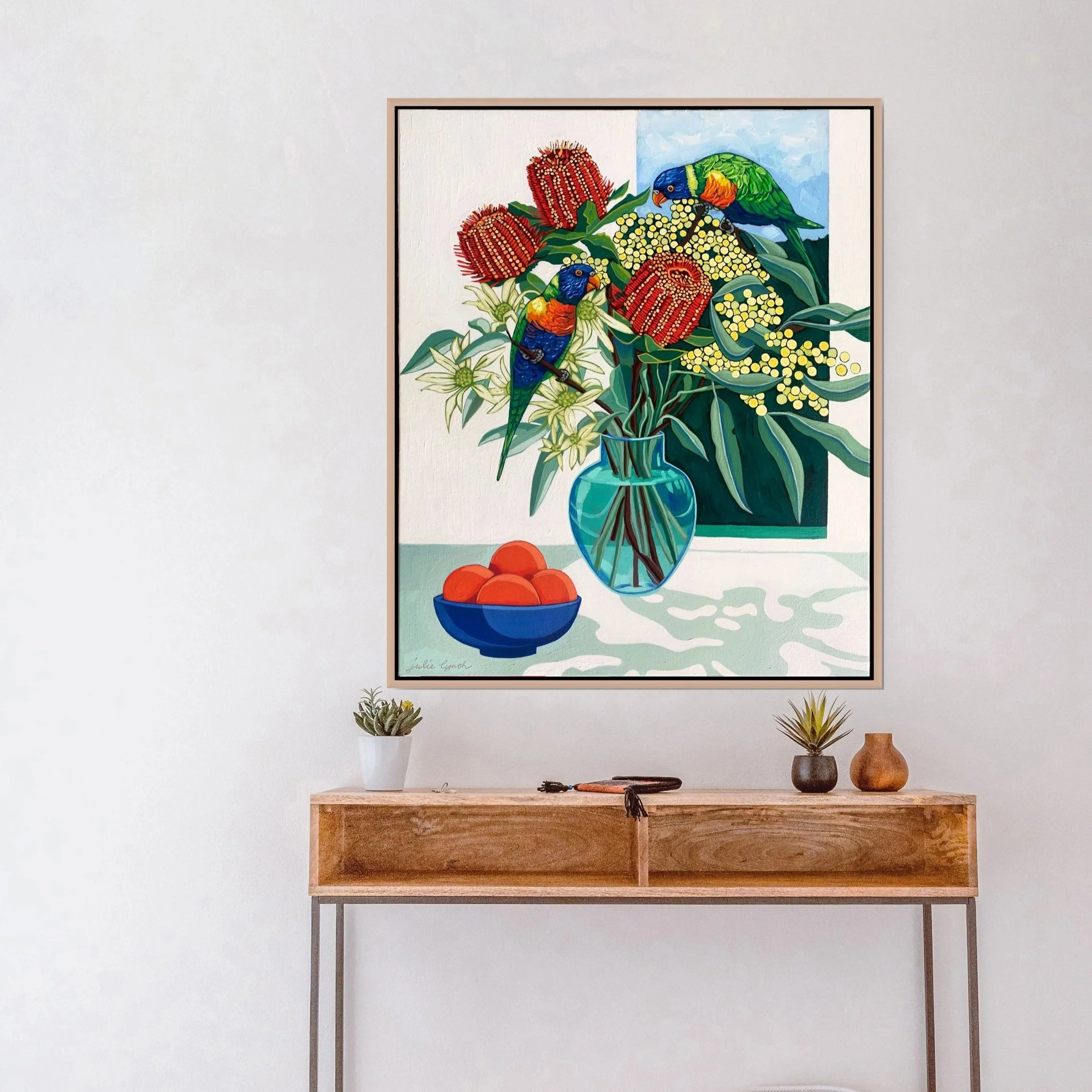 Rainbow Lorikeets and Oranges | Framed Ltd Ed. Print of 50 | 80H x 65W | 65H x 45W  | 55H x 45W x 5.5D |