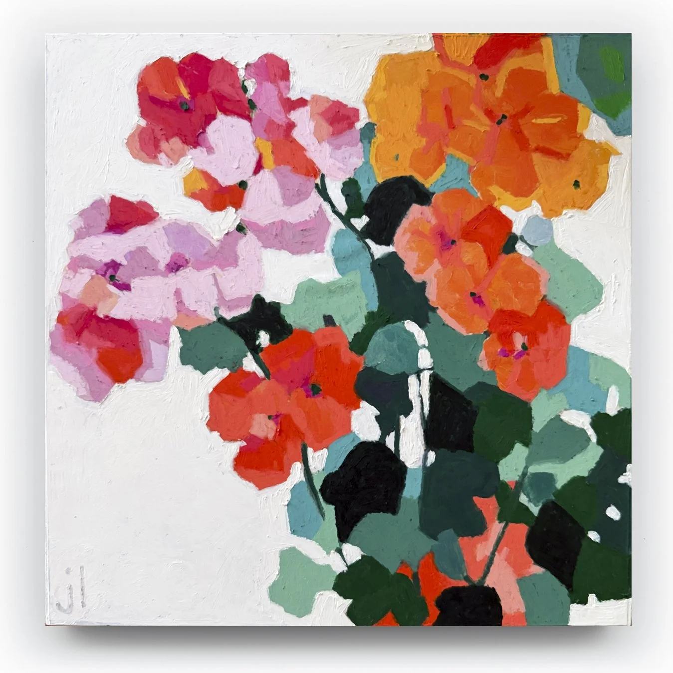 JulieLynch_Geraniums 3_30 x 30cm_oil pastels on paper on board_on white.jpg