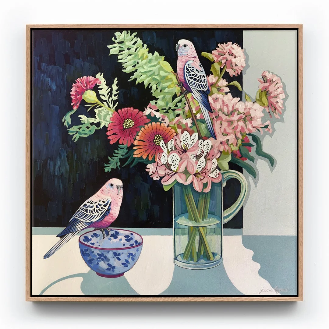 JulieLynch:PinkParrotsandRhododendrum:2025.jpg