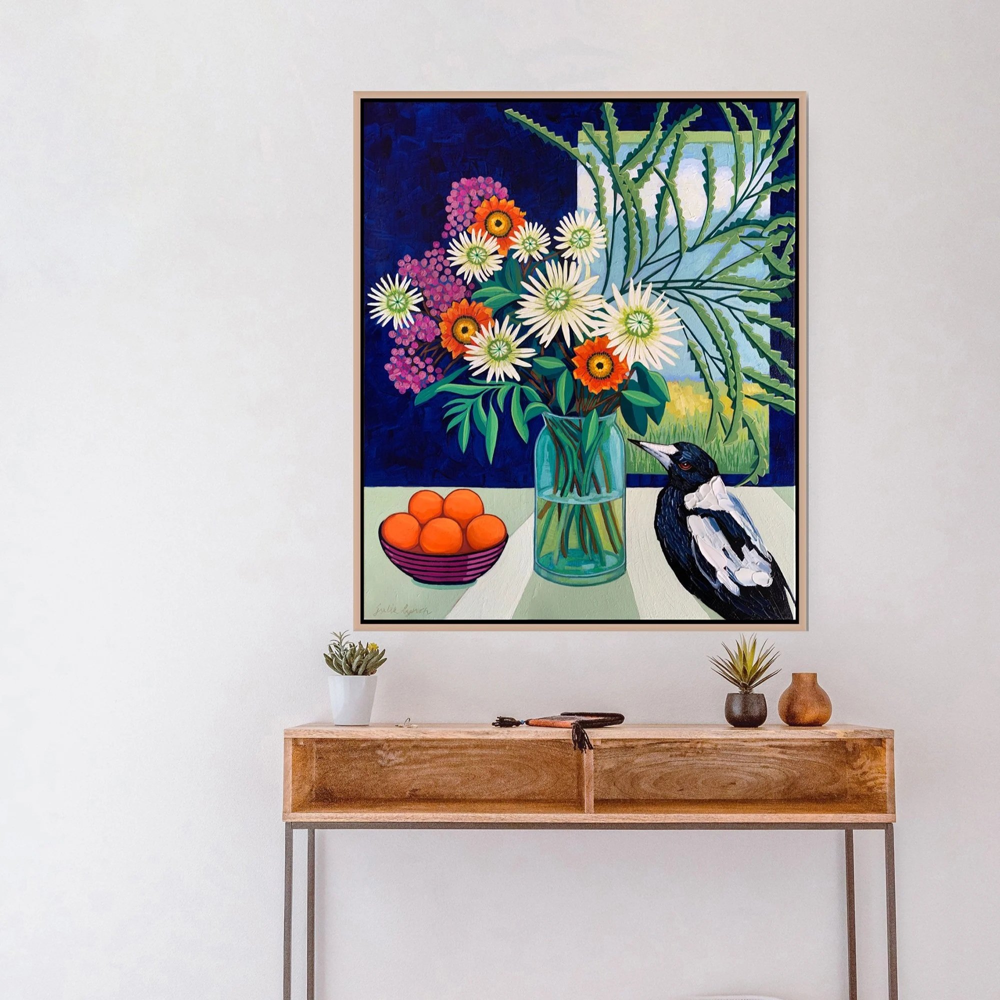 Magpie and Oranges | Framed Ltd Ed. Print of 50 | 80H x 65W | 65H x 45W  | 55H x 45W x 5.5D |