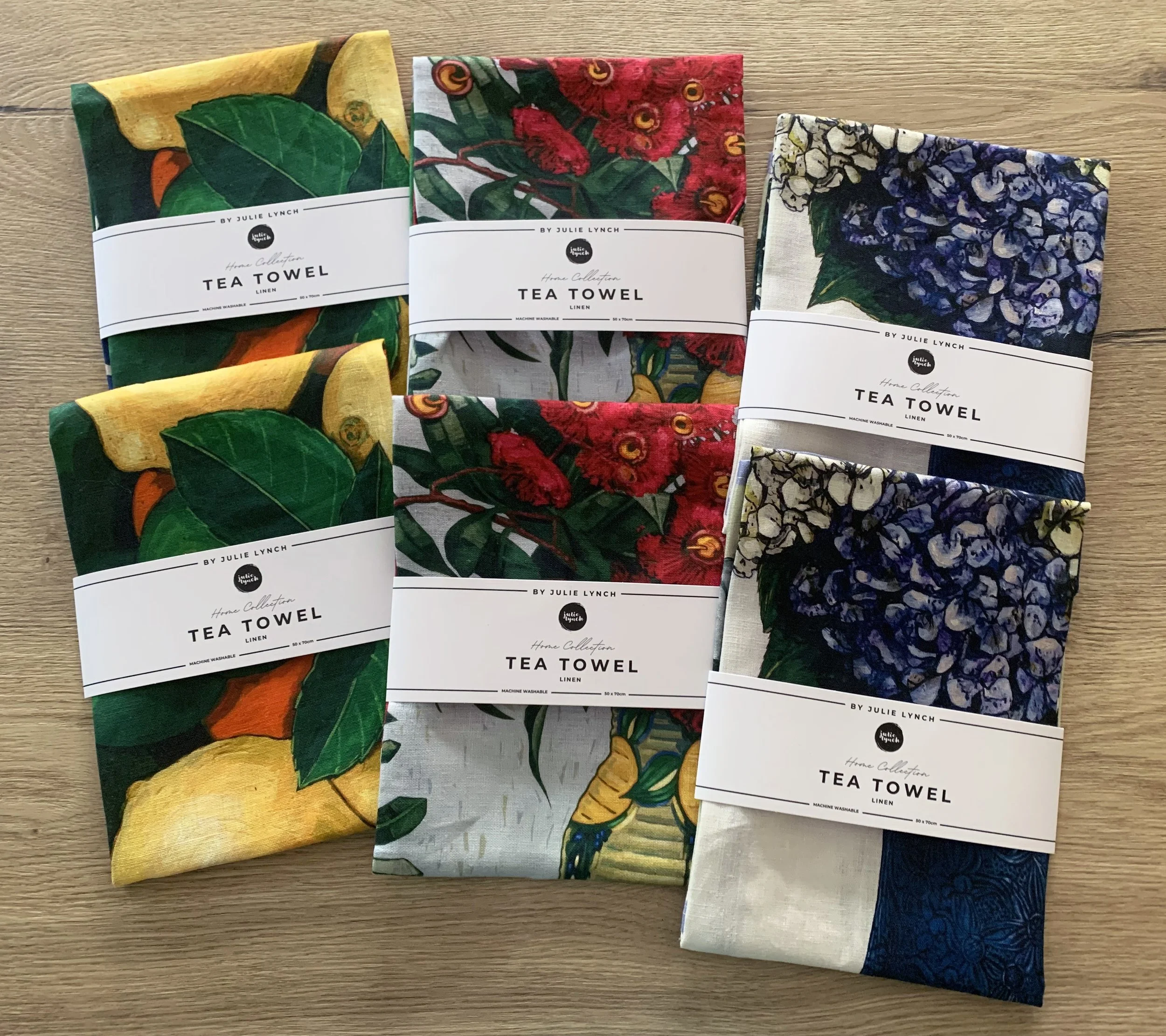 Set of 6 Still Life Tea-Towels + FREE SHIPPING