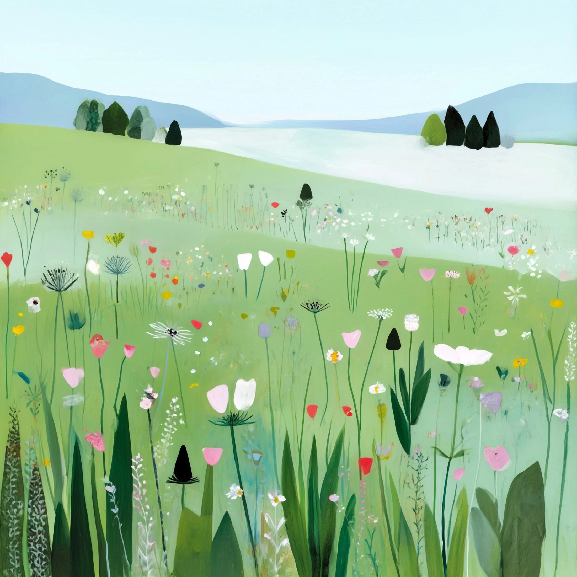 Country Life: Petal and Meadow 2 | Framed Ltd Ed. Print of 50 | 75H x 75W x 5.5cmD or (30 x 30 inches) | 45H x 45W x 5.5cmD |