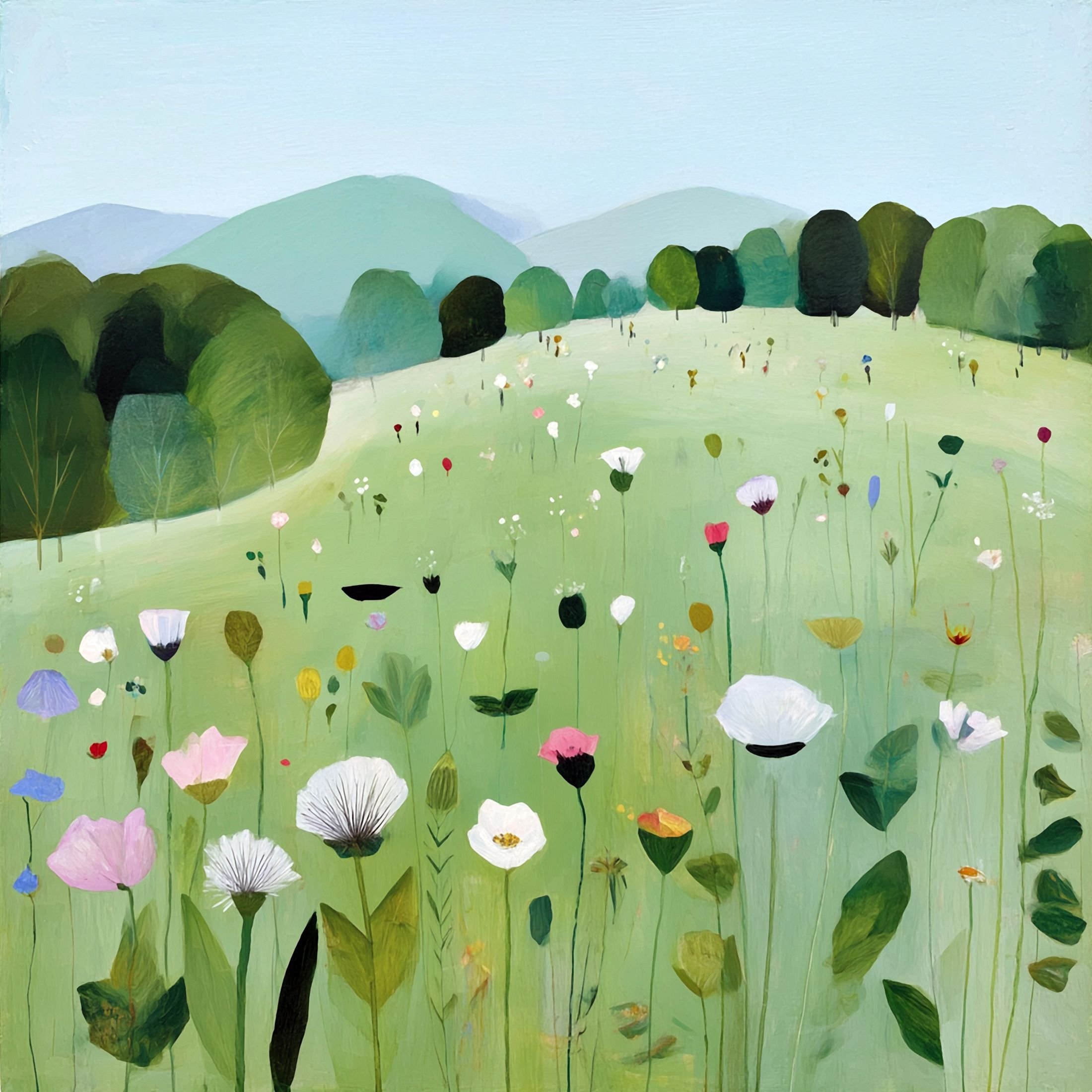 Country Life: Petal and Meadow 1 | Framed Ltd Ed. Print of 50 | 75H x 75W x 5.5cmD or (30 x 30 inches) | 45H x 45W x 5.5cmD |