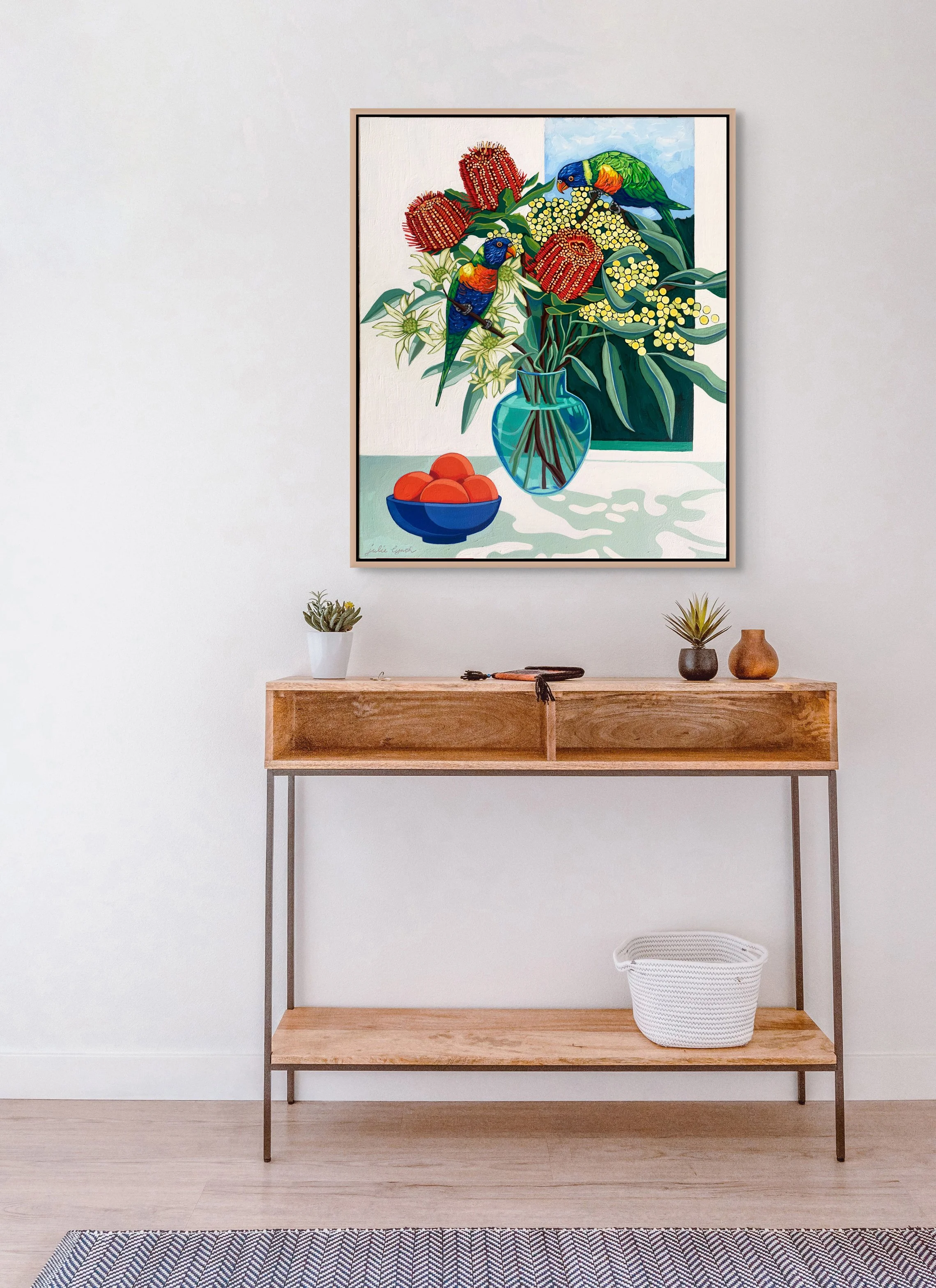 Julie Rainbow Lorikeets and Oranges hallway.jpg
