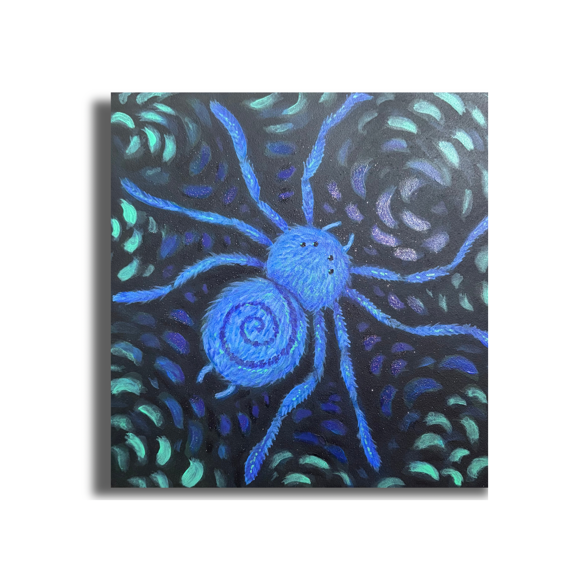 "BLUE SPIDER" 8x8 inch original painting