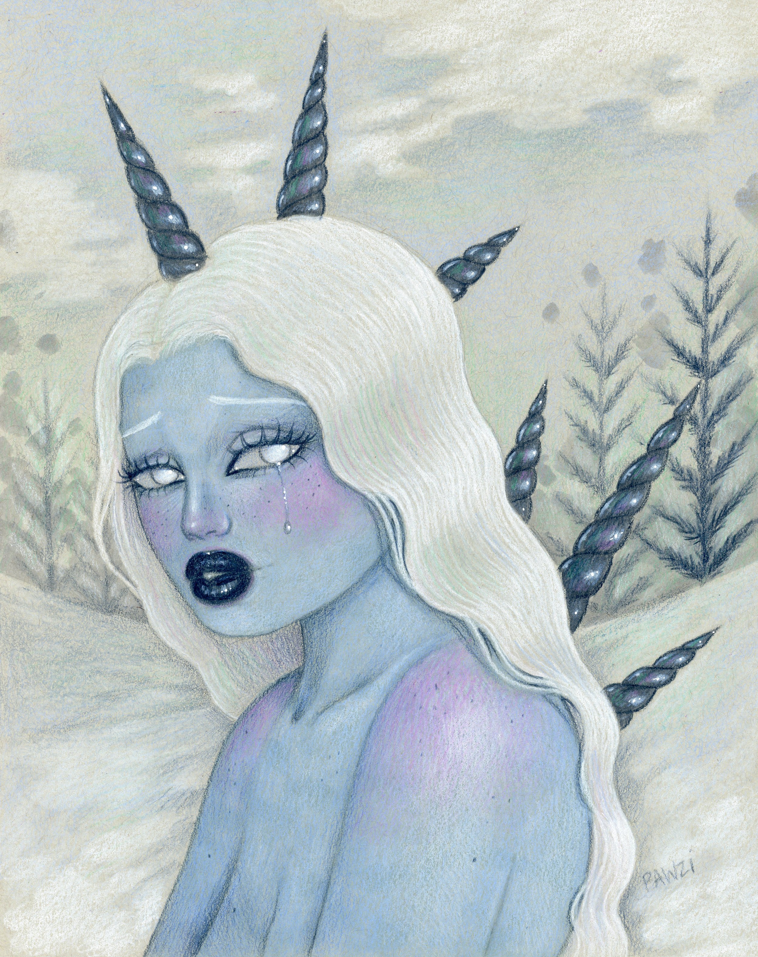 "Heart Of Ice" colored pencils on paper