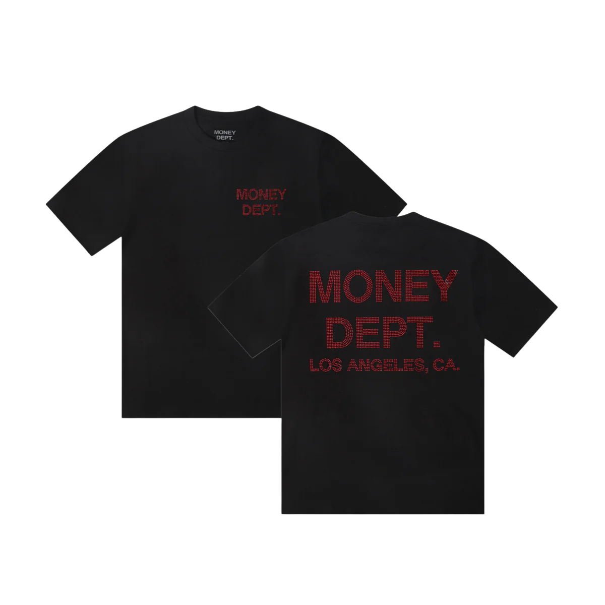 BLACK&RED RHINESTONES T-SHIRT