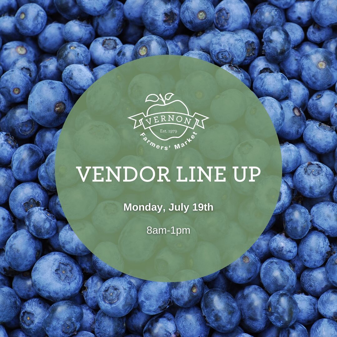 Our Monday Market vendor list is here! (Swipe right to view) ☀️

Come support &amp; connect with our community of farmers, producers, crafters &amp; artisans. We will be open 8am-1pm outside of Kal Tire Place! 

#vernonfarmersmarketbc #bcfarmersmarke