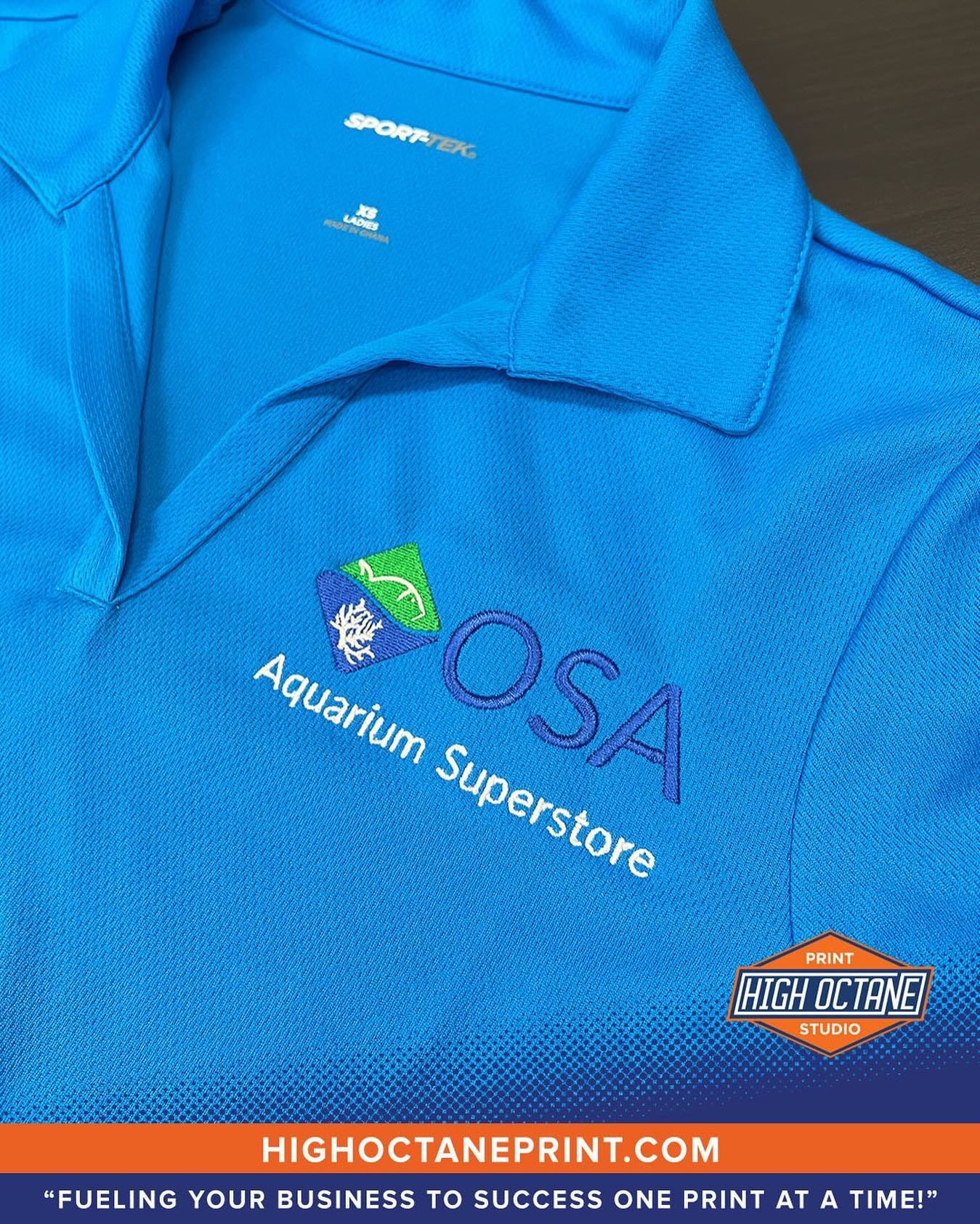 The crew at @osa.media is looking sharp in their new &ldquo;Pond Blue&rdquo; polos!🪼

Be sure to check them out for all your aquatic needs!🐠🪷

High Octane Print Studio 
sales@highoctaneprint.com 
📍931 Main St. Coventry RI