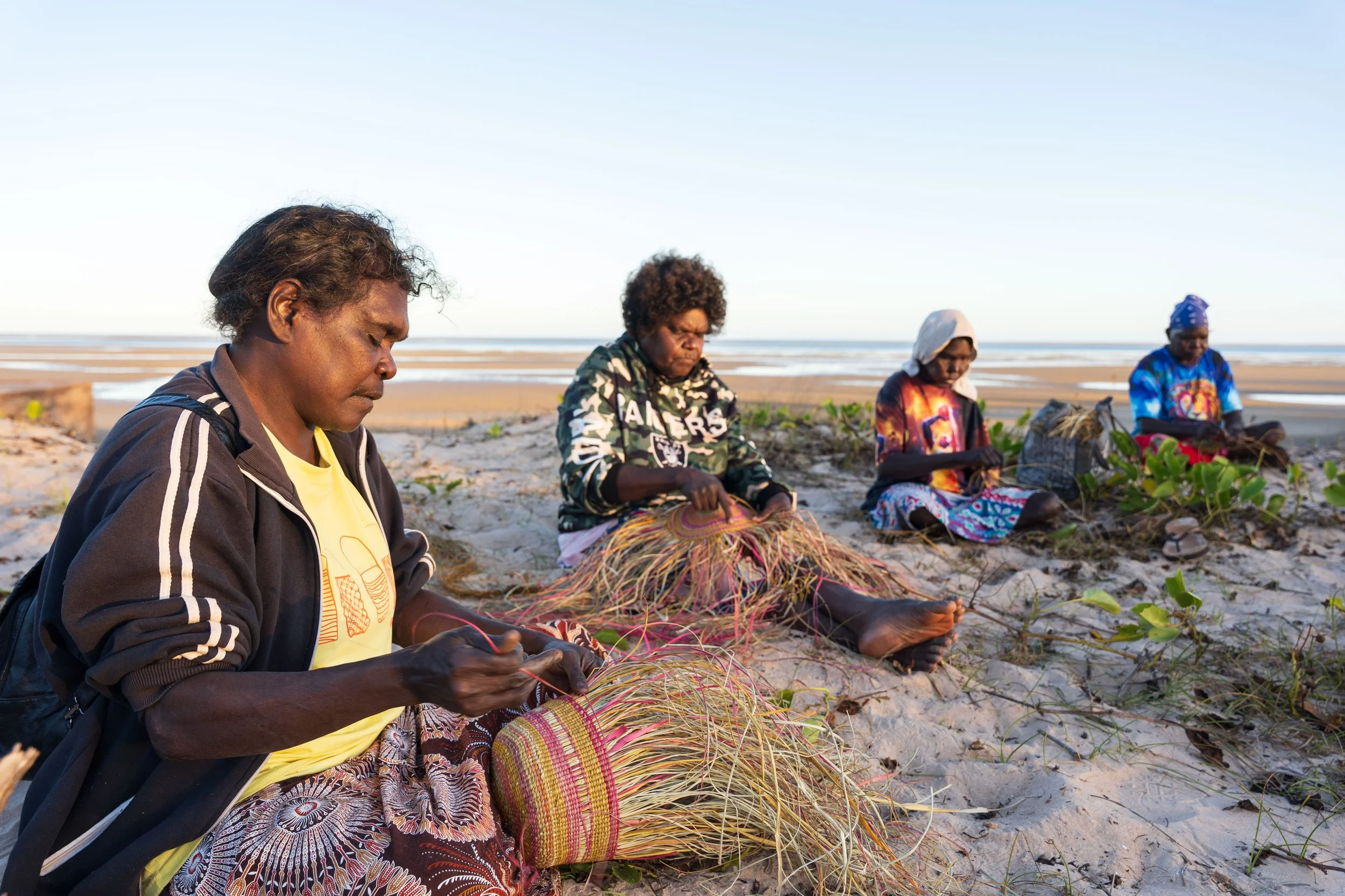 Weaving circle with Numbulwar's Master Weavers
