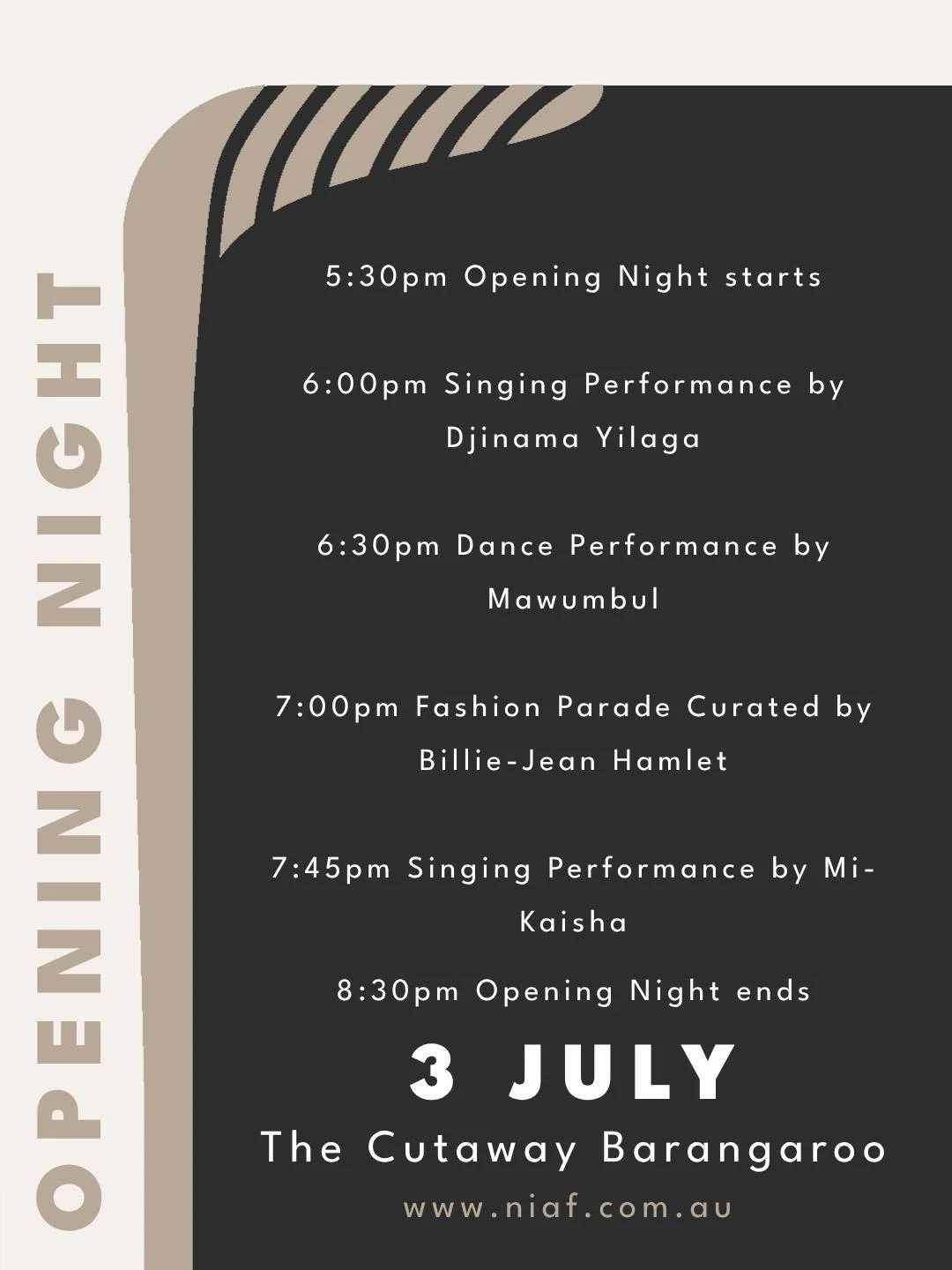 Join us for the first-ever Opening Night of the National Indigenous Art Fair ✨

Now in our seventh year, the Art Fair brings together more than 30 Indigenous Art Centres and over 100 Aboriginal and Torres Strait Islander artists from across Australia