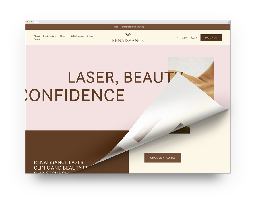 squarespace web design wireframe for Renaissance spa