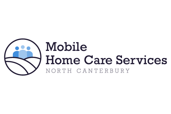 Logo design for Mobile Home Care Services North Canterbury with a graphic of three people inside a circle.