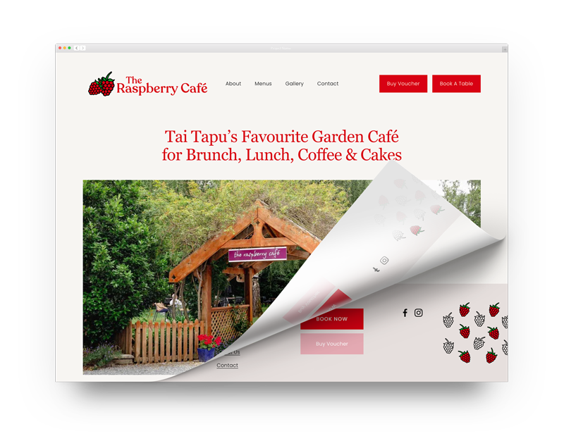 squarespace web design wireframe for Raspberry Cafe