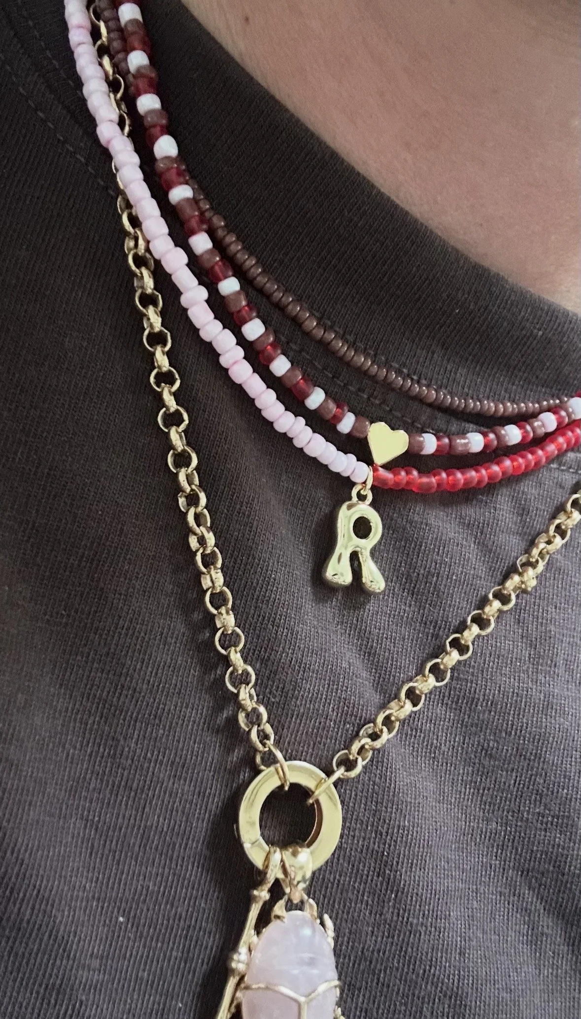 Pink & Red Custom Initial Necklace