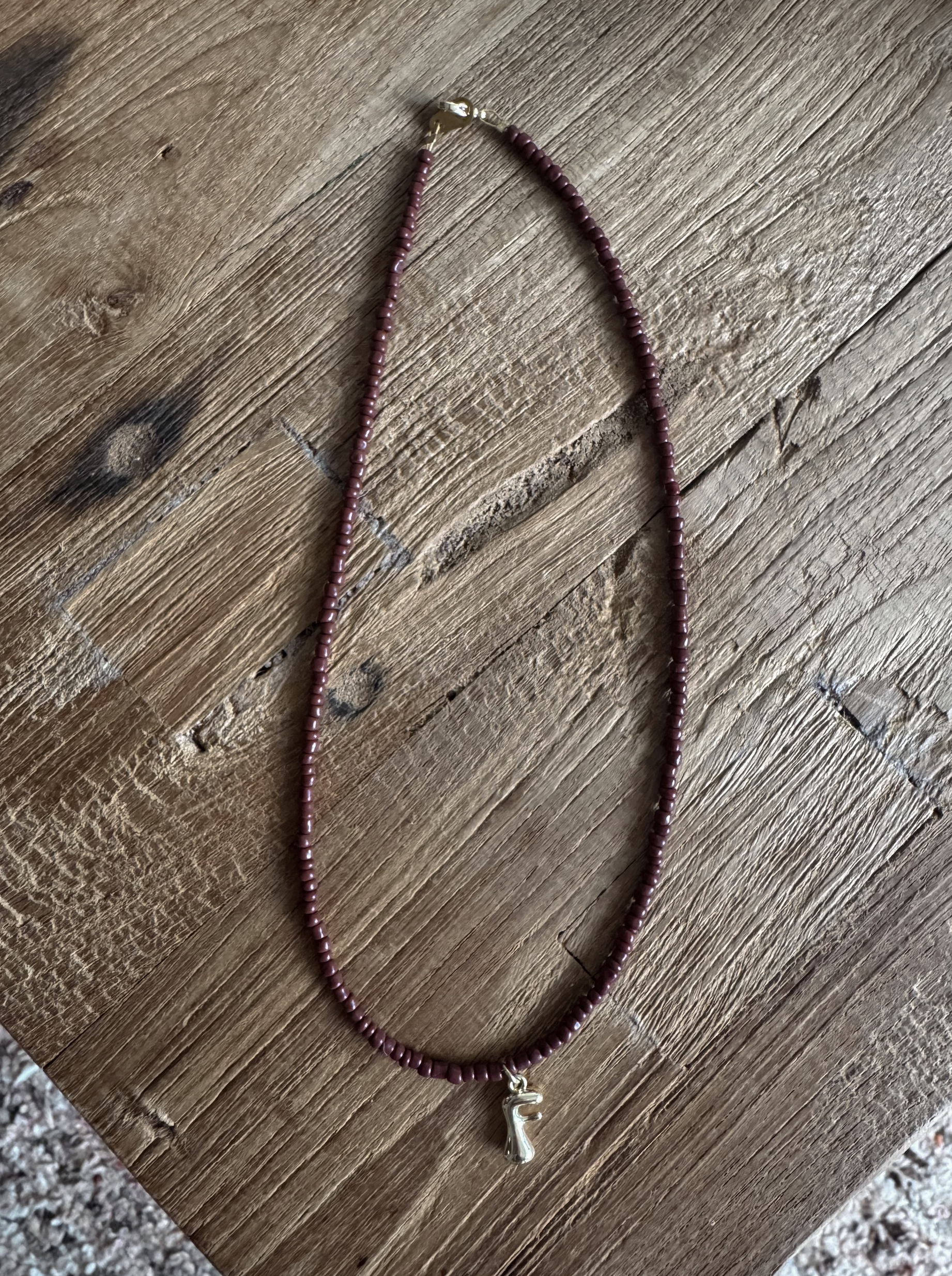 Chocolate Brown Custom Initial Necklace