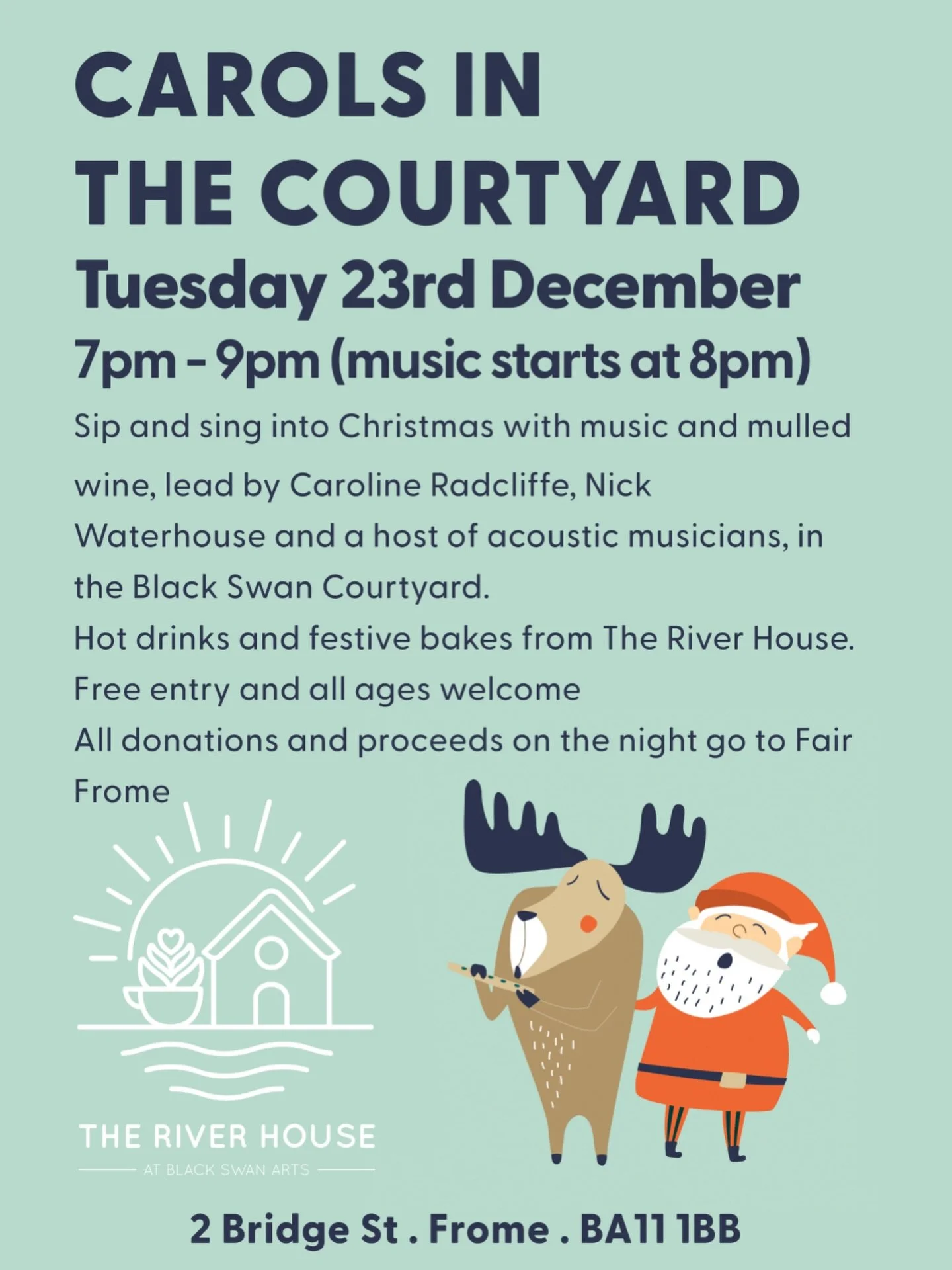Happening on Tuesday folks! Our last day of trading before Christmas 🙌

Sing along to a whole bunch of gorgeous carols lead by Caroline Radcliffe, Nick Waterhouse and a host of musicians, at our annual carol fundraiser 🎄

With mulled wine and mince