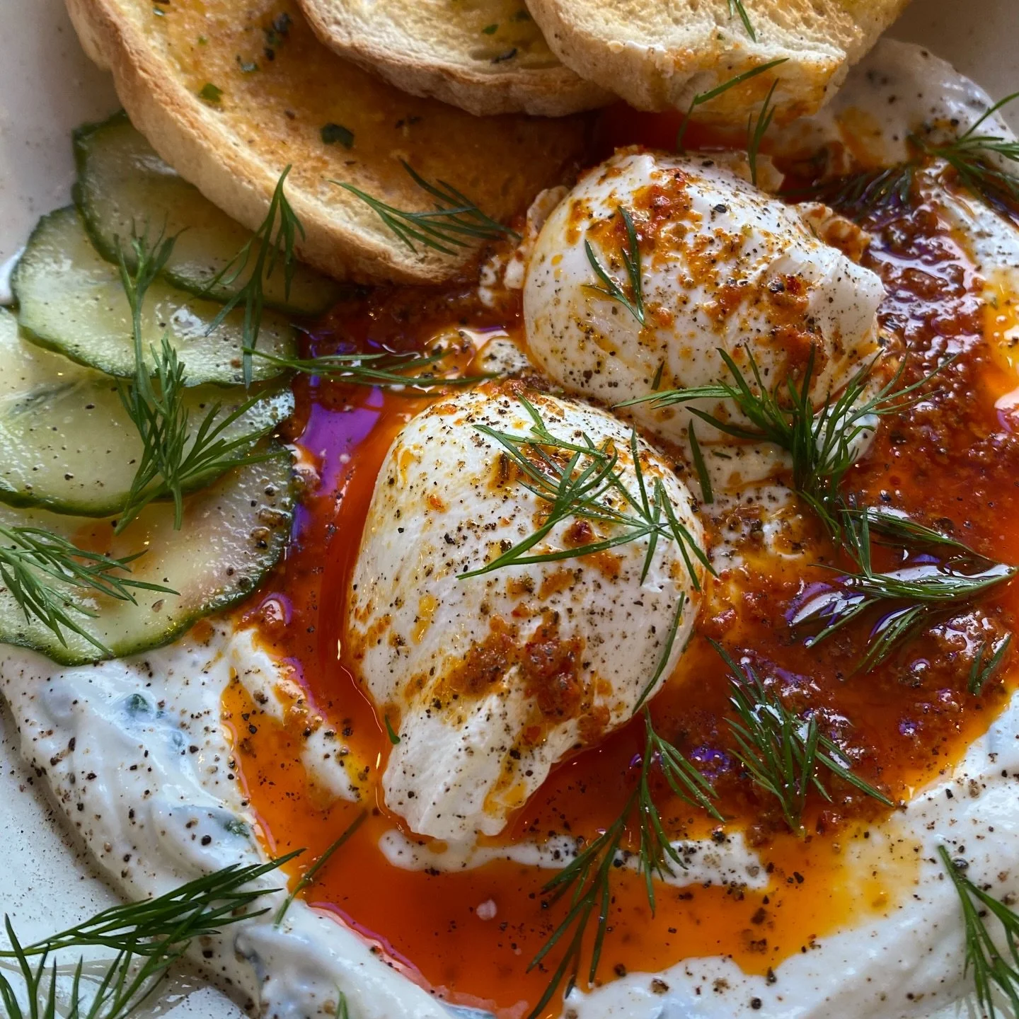 Up close and personal with our favourite things to chow down on this January 💜

1) Turkish Eggs &bull; garlic yoghurt &bull; poached eggs &bull; chilli butter &bull; dipping bread 

2) @loudmouthcoffee coffee - obvs 

3) Rambo Scrambo &bull; toasted