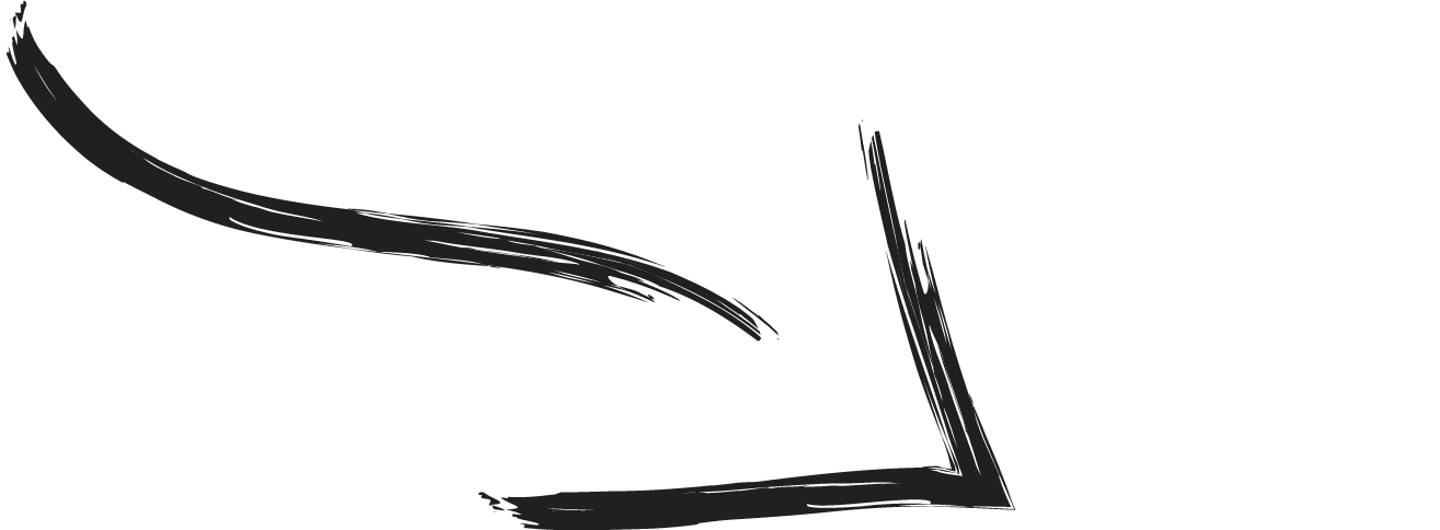 A black-and-white hand drawn illustration of an arrow pointing towards the bottom right.