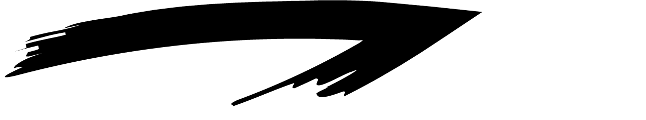 A hand drawn black thick line, with a slight flick at the end.