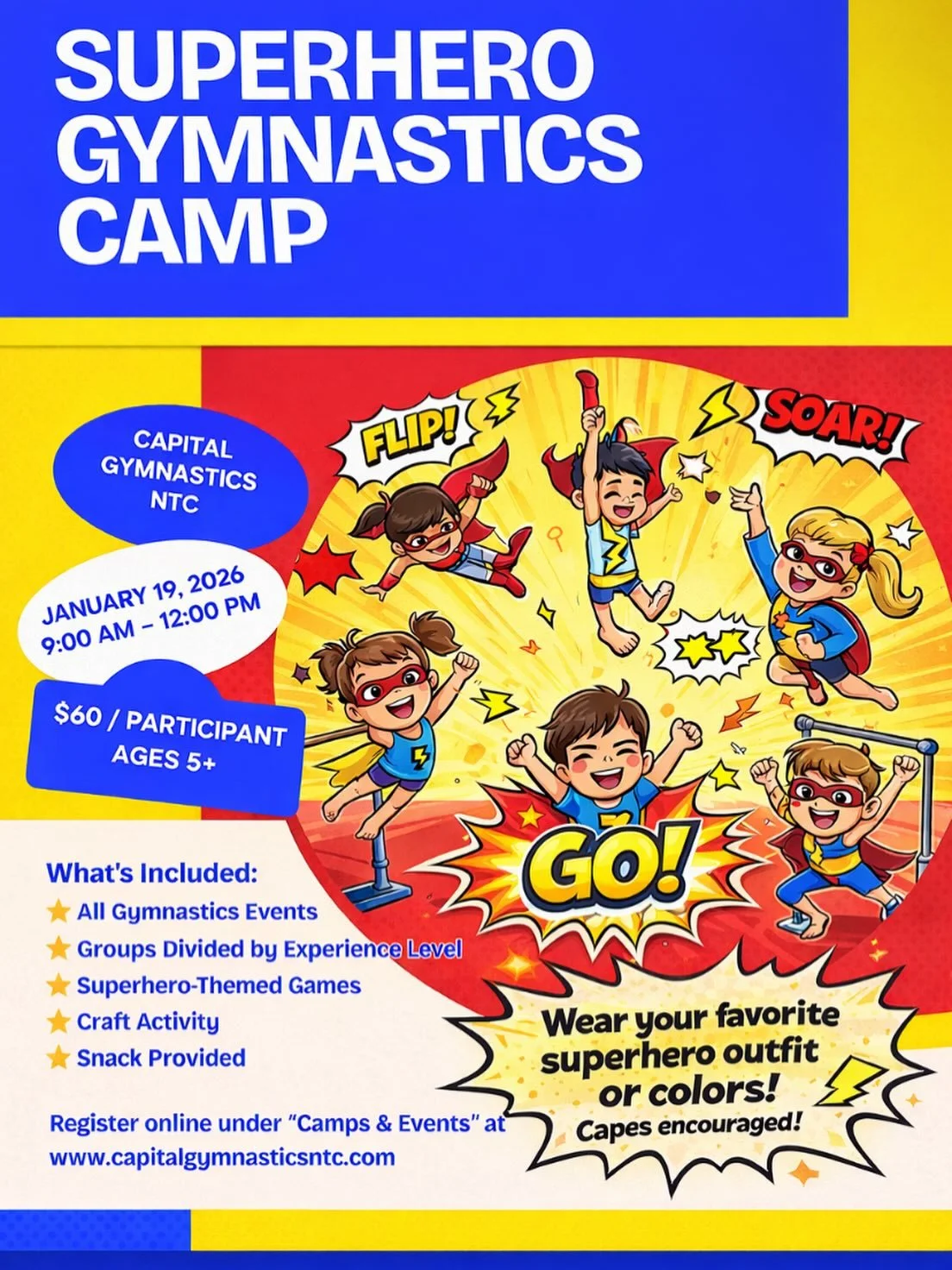 Ready to become a superhero? 🦸&zwj;♀️
Join us this Monday for Superhero Camp &mdash; crafts, games, and heroic fun await!
Register now before spots fill up!