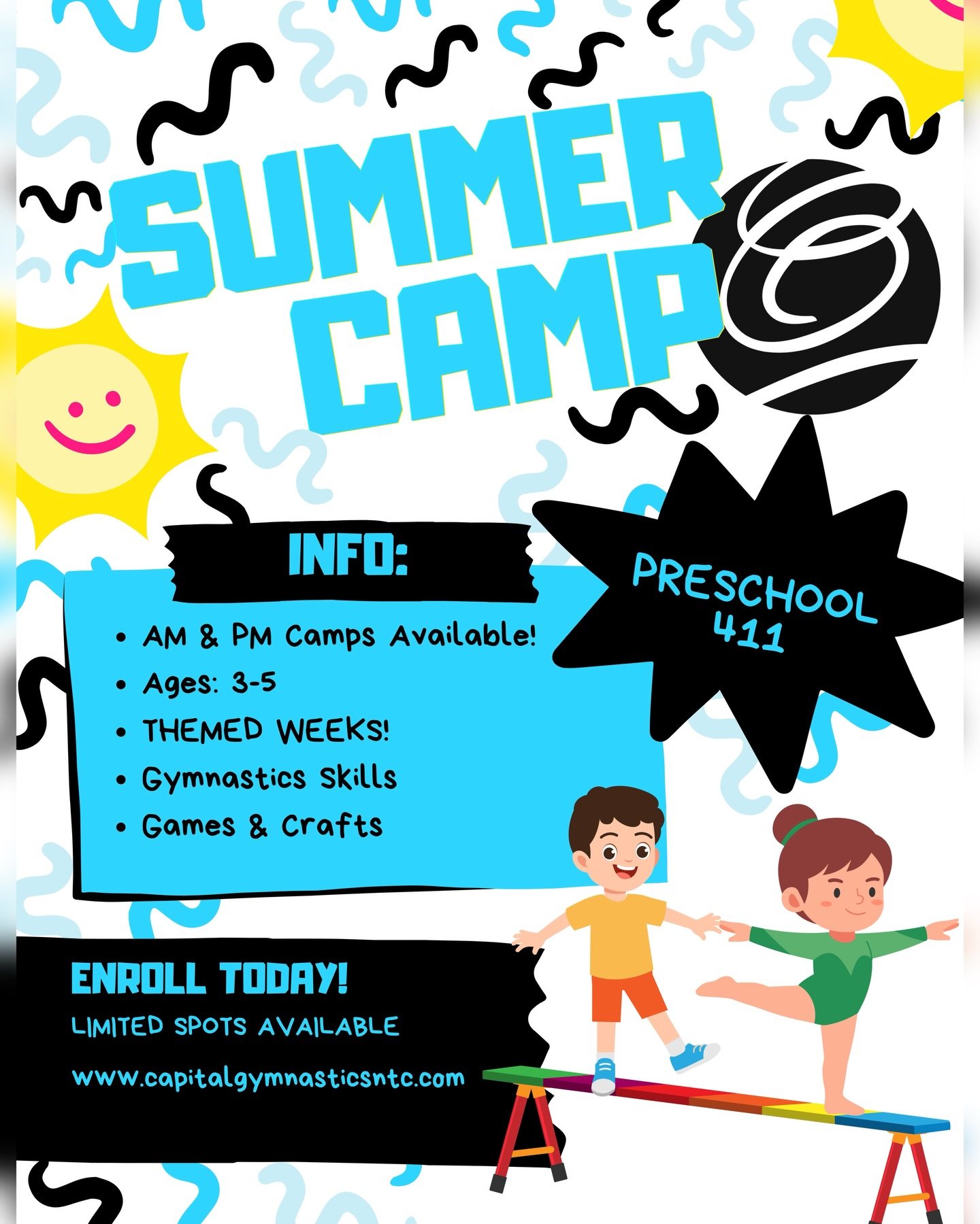 🔔 Summer Camp 411 - Preschool Edition! 
⭐️Ages 3-5 
⭐️AM &amp; PM Sessions Available
🔔Check out our previous post to see the 2026 Summer Camp THEMES! 
🎉🎉🎉 Limited Spots Available: ENROLL TODAY!

#burkeva #capitalgymnasticsntc #burkevasummercamps