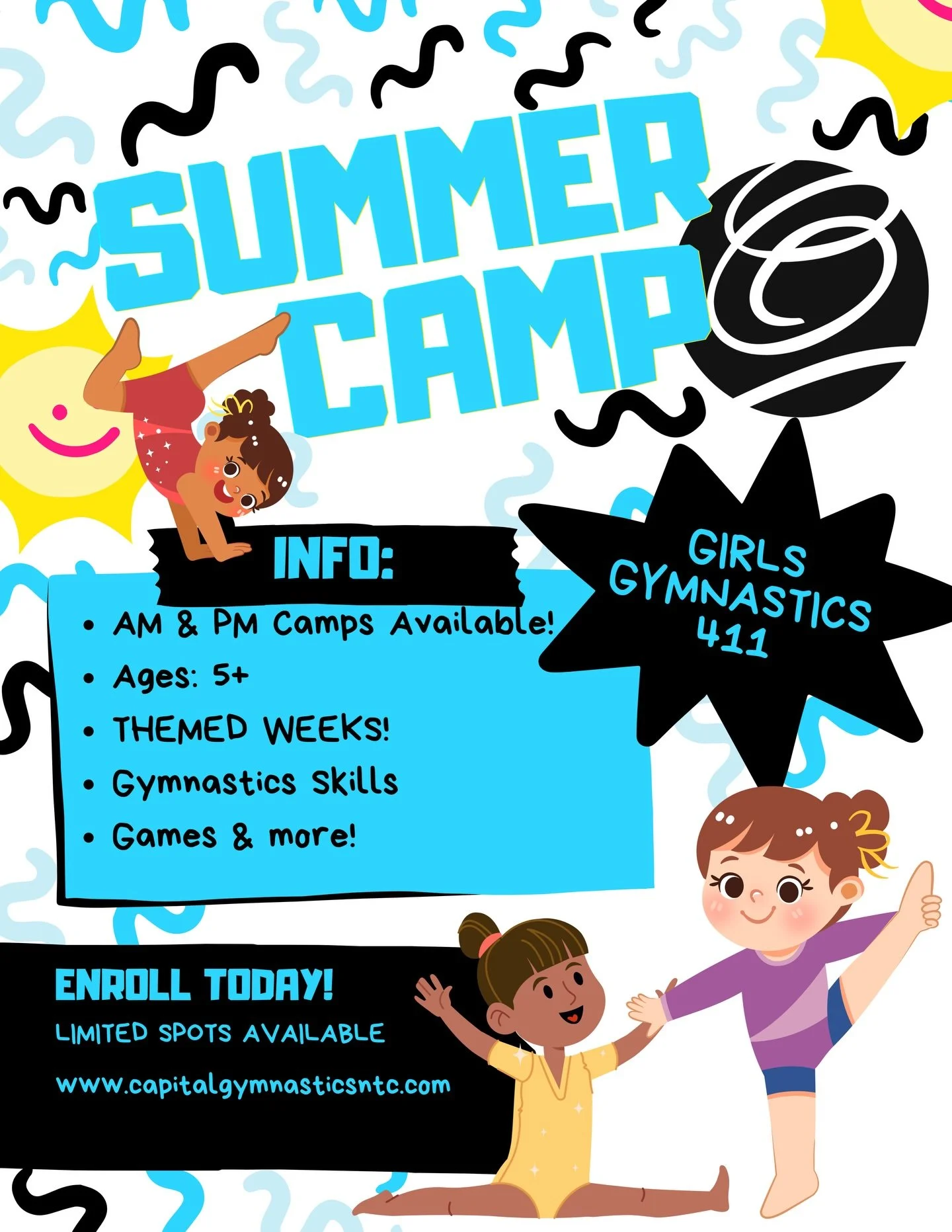 🔔 Summer Camp 411 - GIRLS GYMNASTICS Edition! 
⭐️Ages 5+
⭐️AM &amp; PM Sessions Available
🔔Check out our previous post to see the 2026 Summer Camp THEMES! 
🎉🎉🎉 Limited Spots Available: ENROLL TODAY!

#burkeva #capitalgymnasticsntc #burkevasummer