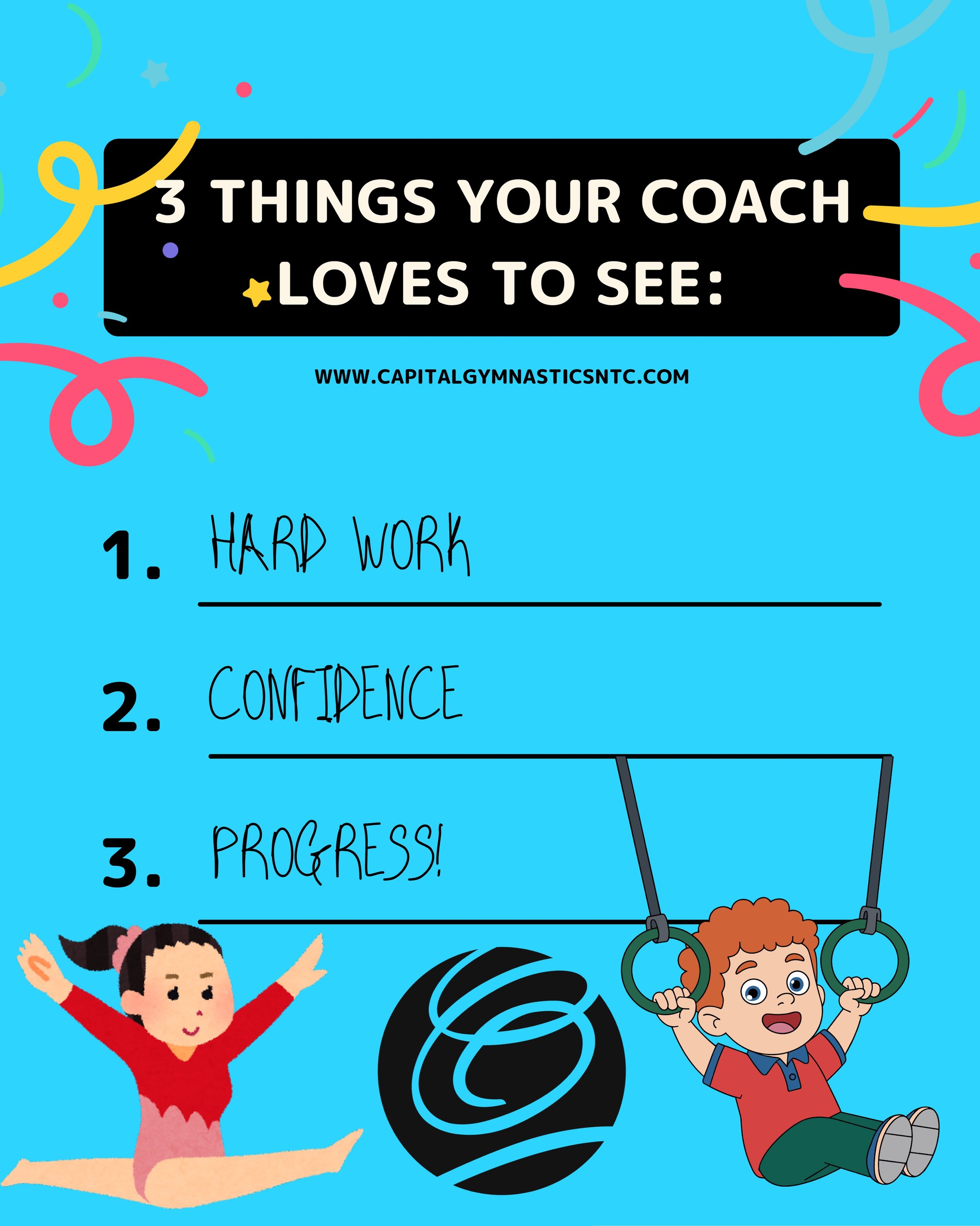 ✨ In recreational gymnastics, success isn&rsquo;t just about mastering skills&mdash;it&rsquo;s about showing up, believing in yourself, and celebrating every step forward! 💙🤸&zwj;♀️

Here are 3 things your coach loves to see:
⭐ Hard Work
⭐ Confiden