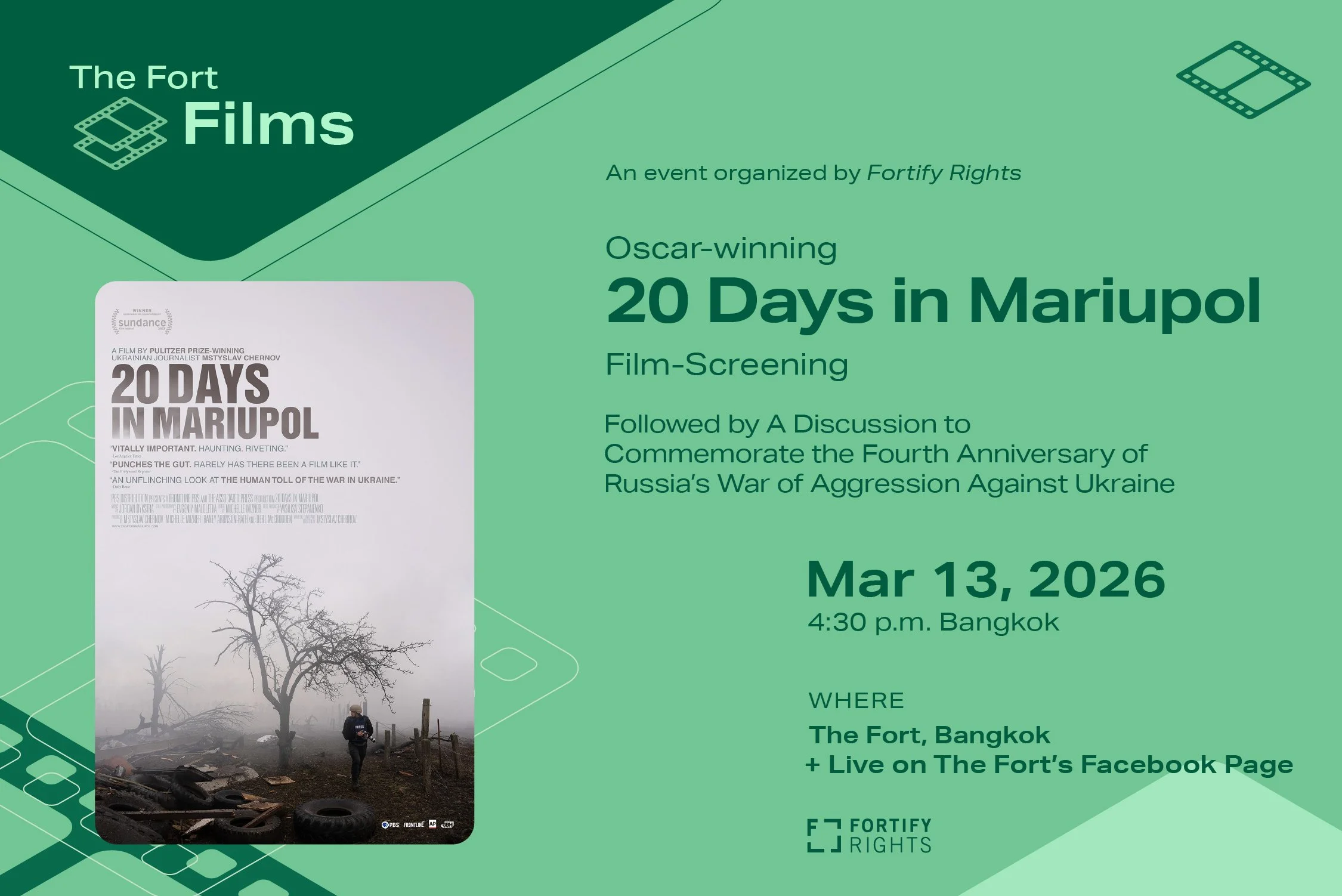 The Fort Films: Oscar-winning “20 Days in Mariupol”&nbsp;Film-Screening&nbsp;