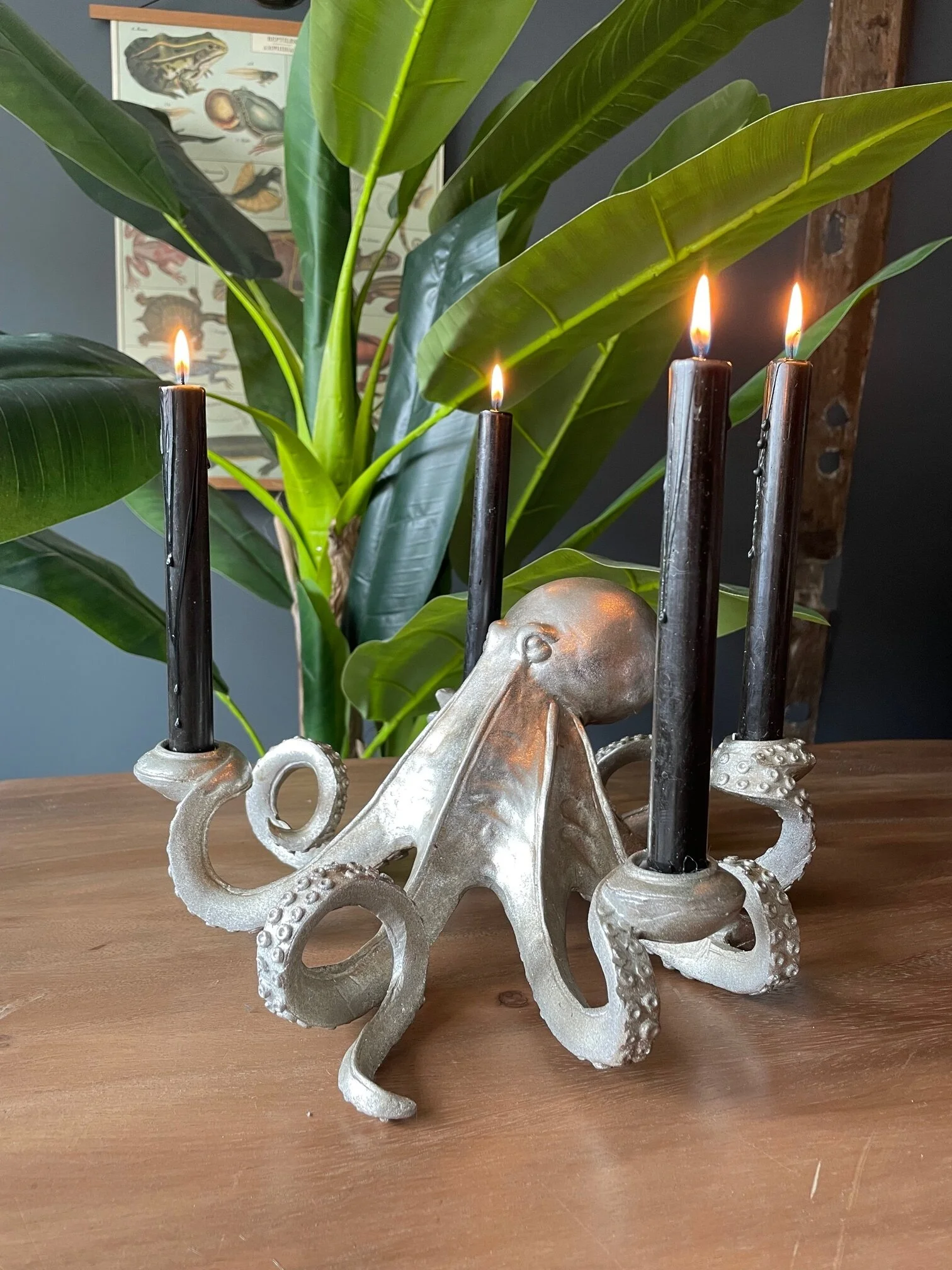 Silver Effect Octopus Candlestick Holder
