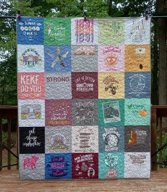 2024.05 Meredith College graduation t-shirt quilt made Raleigh Wendell Flower Power 01.jpg