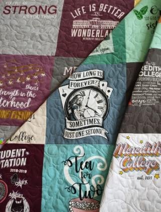 2024.05 Meredith College graduation t-shirt quilt made Raleigh Wendell Flower Power 04.jpg