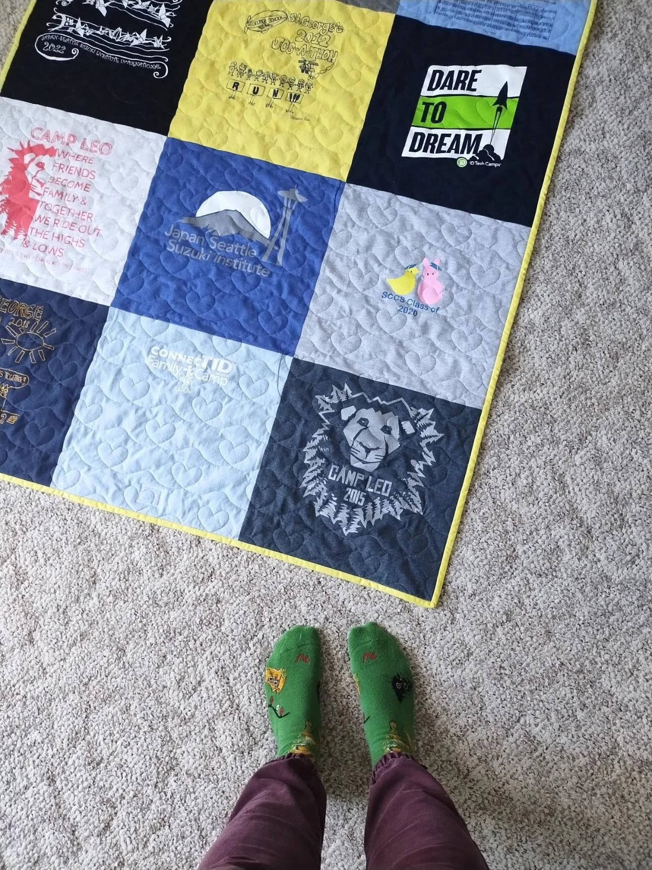 Yellow Binding T-shirt Quilt