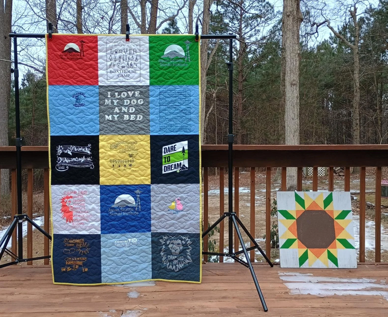 Yellow Binding T-shirt-quilt Scribble-hearts-panto 02.jpg