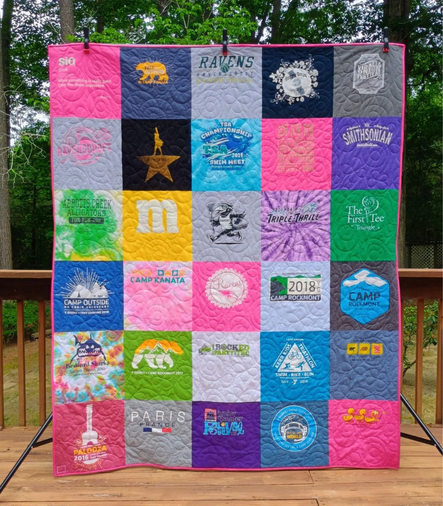 Ravenscroft Graduation T-shirt Quilt Bloomlet panto design 01.jpg