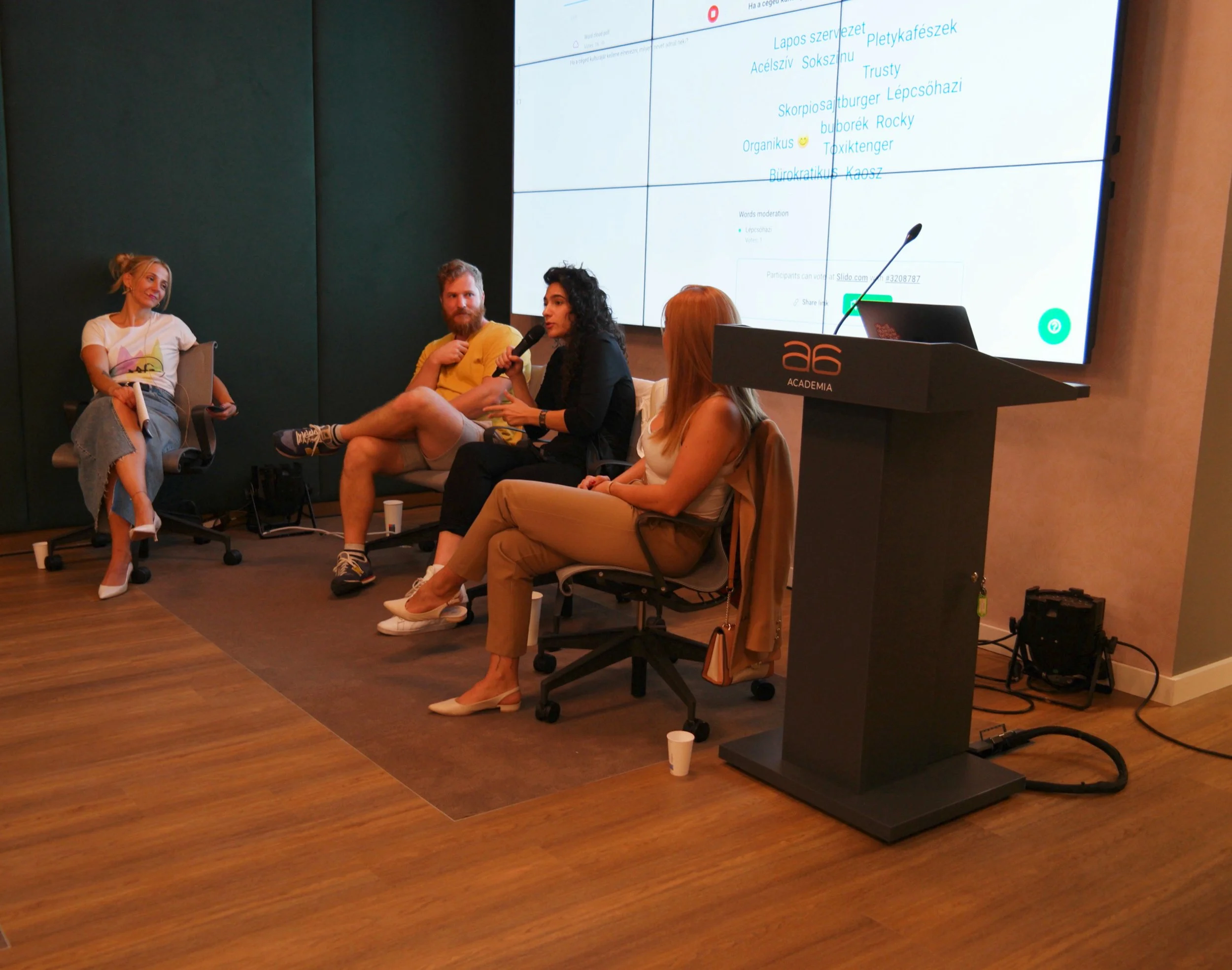 Speaking about how to build lasting company culture in a panel discussion