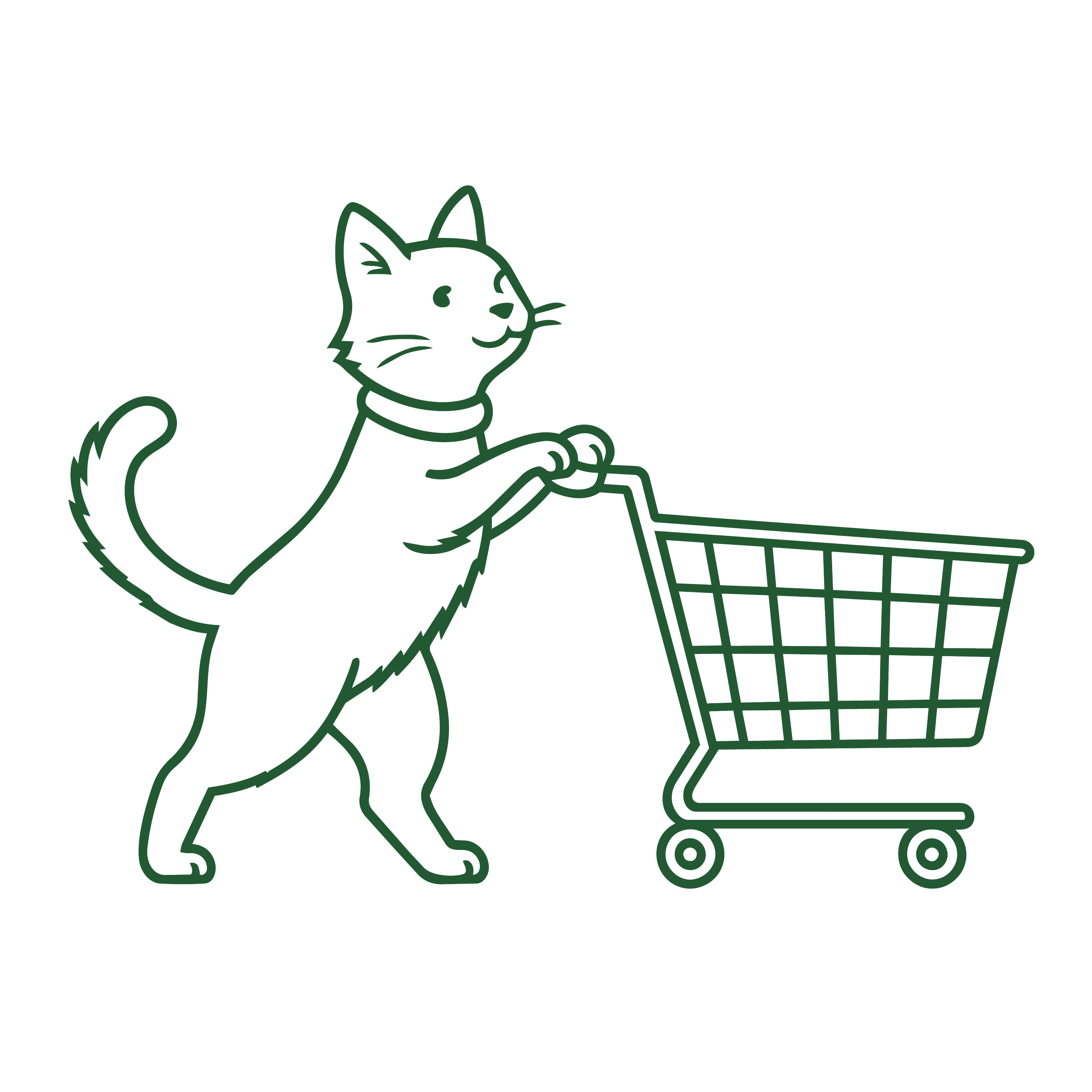 Icon of a cat pushing a cart