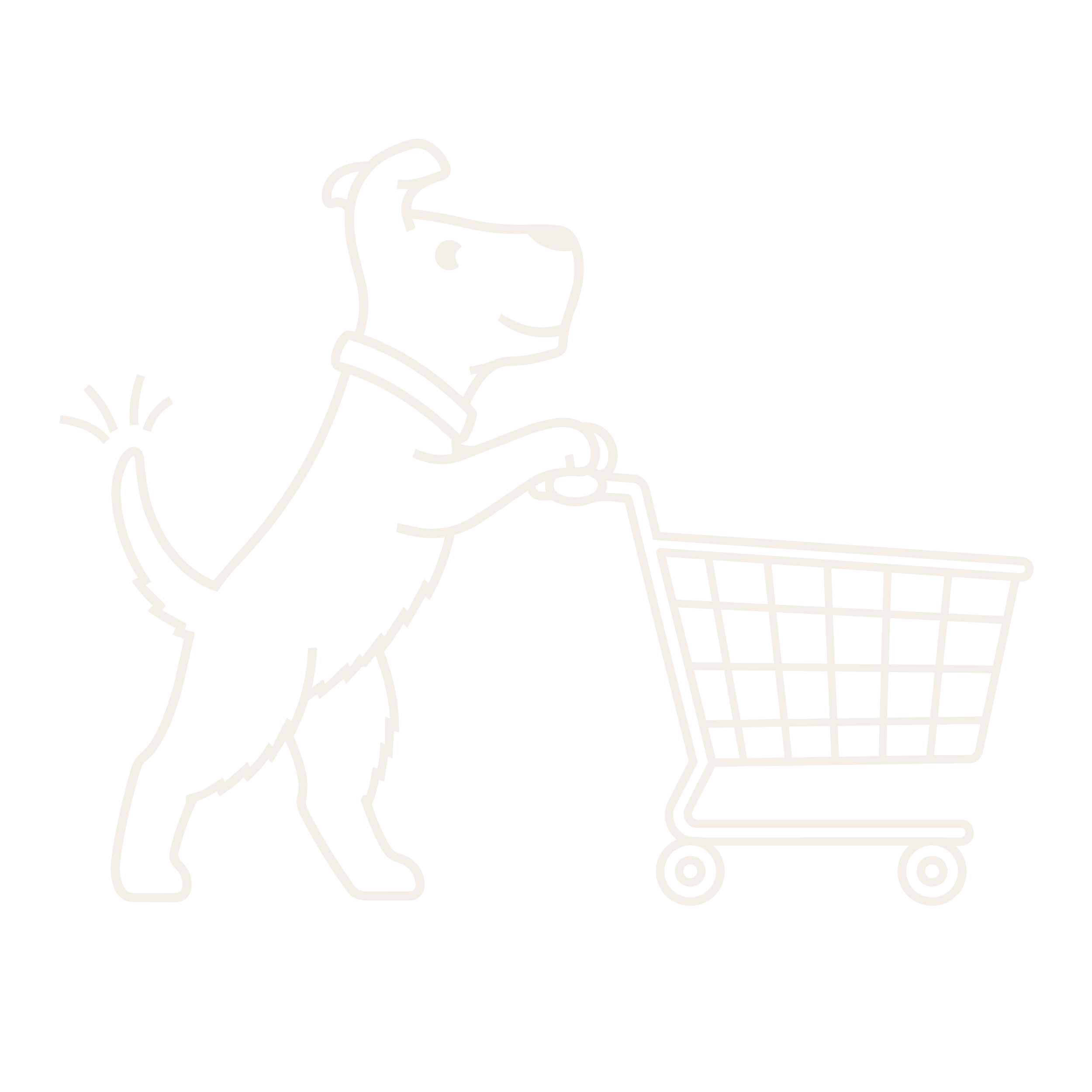 Dog pushing a shopping cart icon