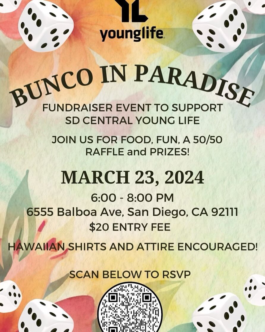 Here we go again! Join us tomorrow evening for a fun-filled couple of hours to support the teens in our community. Bring all your friends. Tropical attire encouraged but totally optional. L&amp;L Barbecue will be served along with a plethora of bever