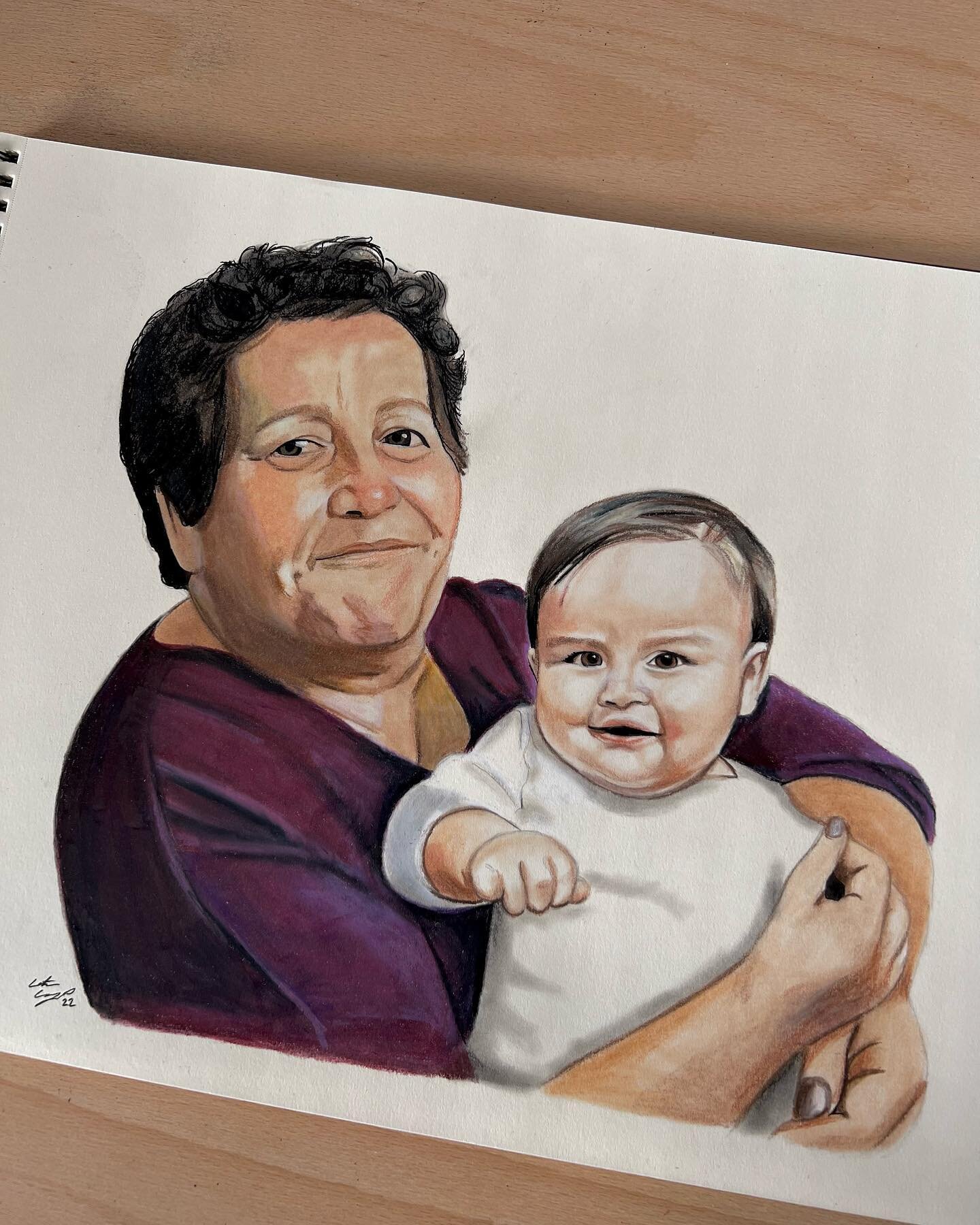 for this piece I was trusted with merging photos together to create a portrait of this sweet little girl and her beautiful grandmother who were sadly never able to meet 🥺 truly an honour to bring these kinds of ideas to life