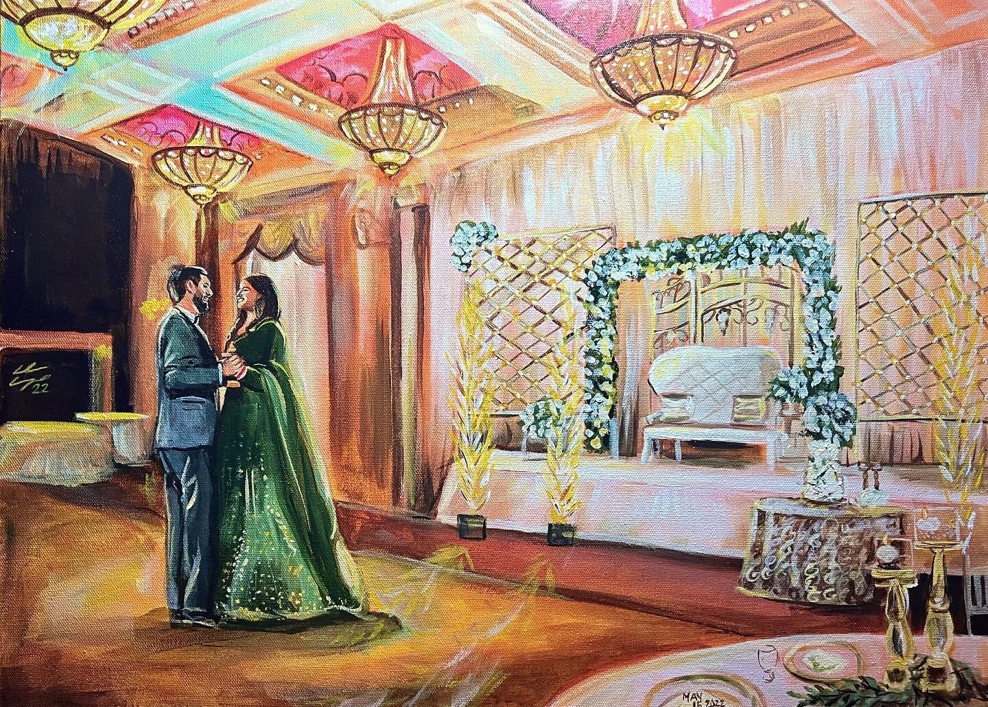 Harjot + Bhupinder, May 15, 2022 &mdash;
here&rsquo;s a little close up of the painting that was created live during their reception last sunday 🫶🏻