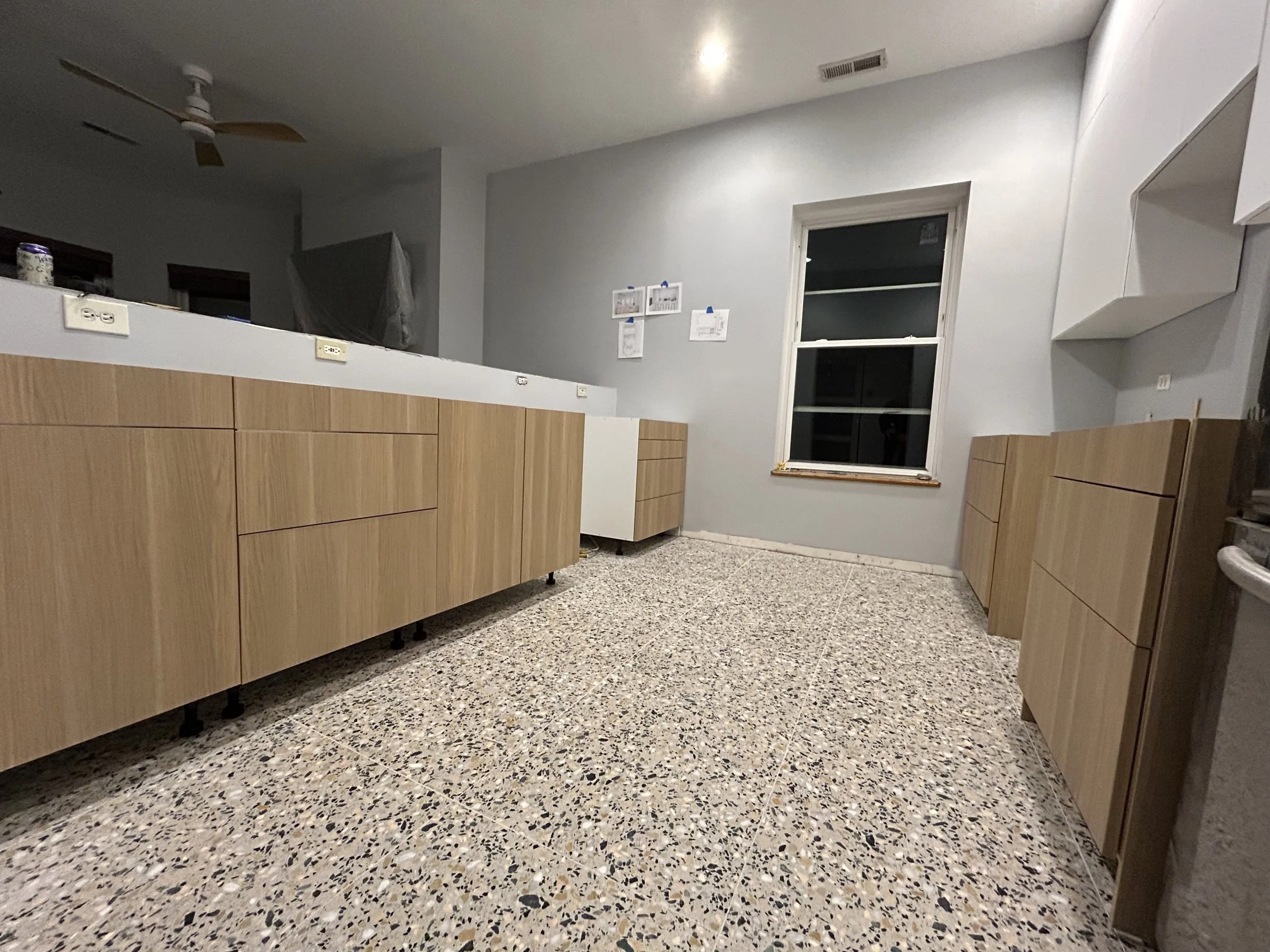 Most of the cabinets installed